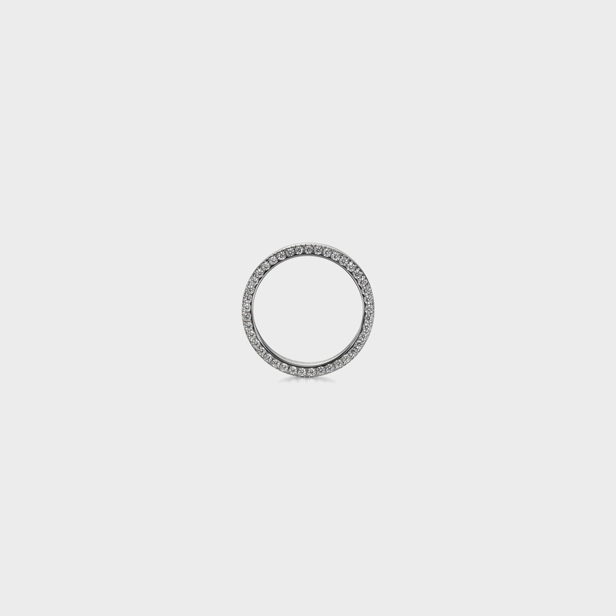 Hatton Labs Infinity Ring in sterling silver, side-on view of narrow band edge lined with tiny pave-set stones