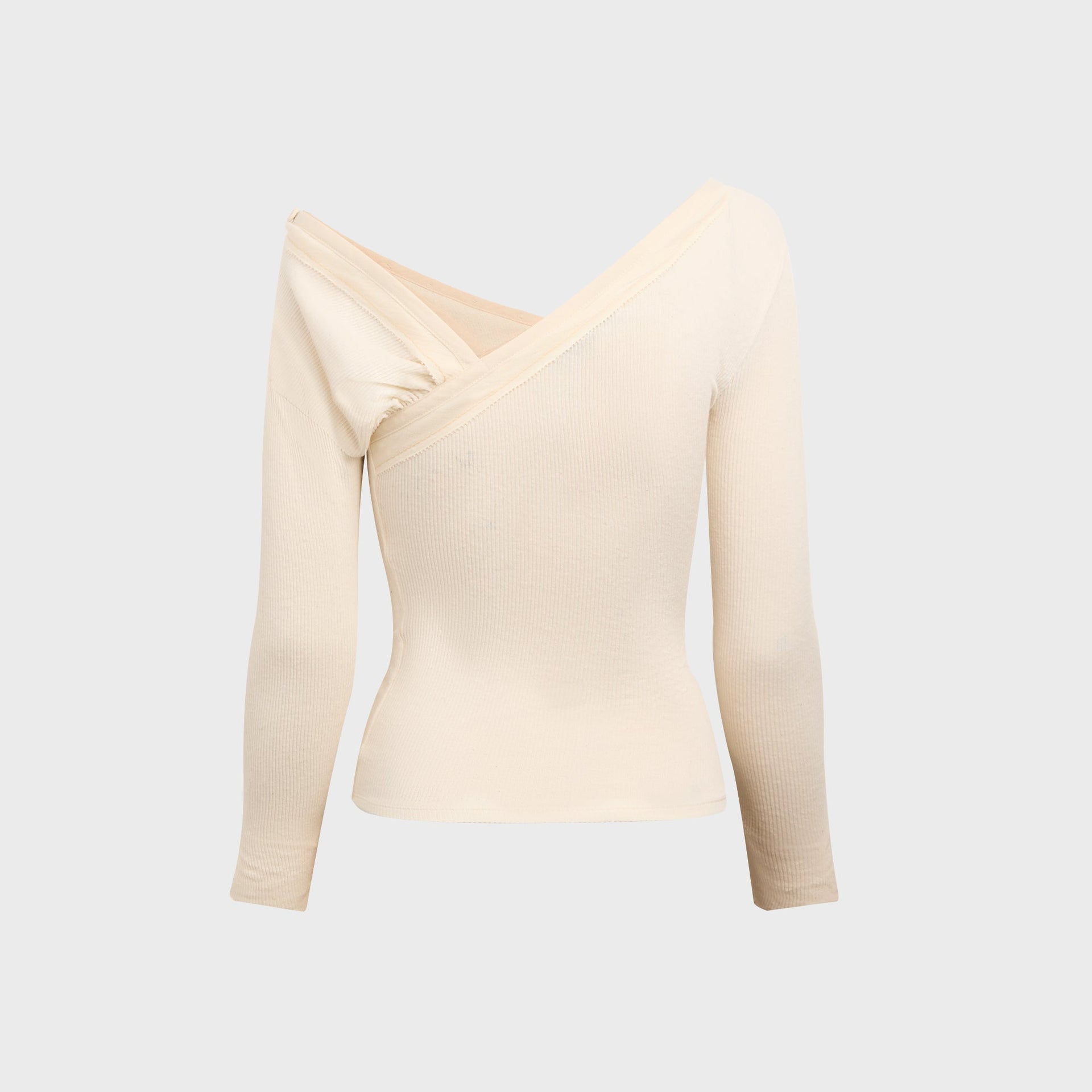 Hyein Seo Twisted Long Sleeve Shirt with Necklace - Ivory