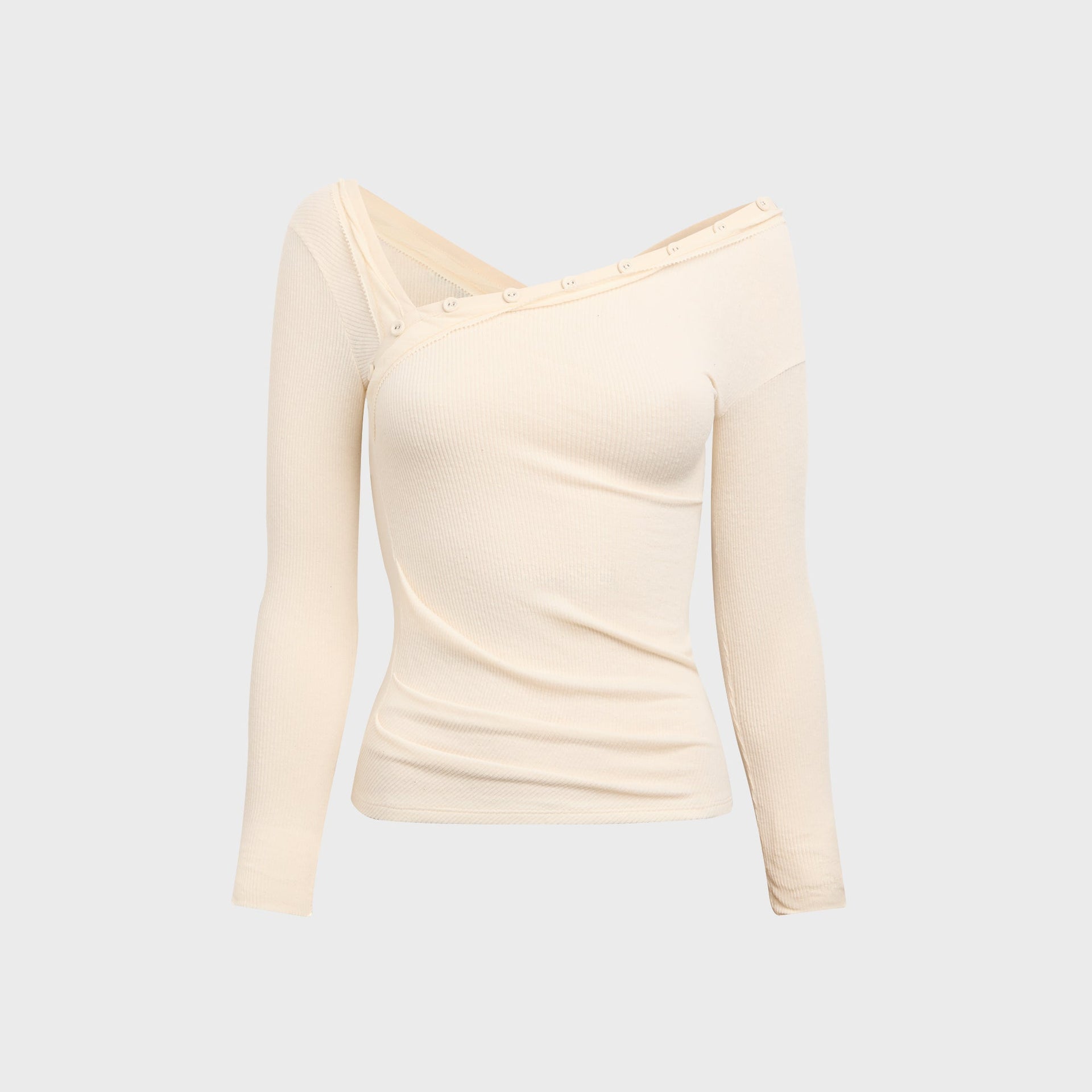 Hyein Seo Twisted Long Sleeve Shirt with Necklace - Ivory