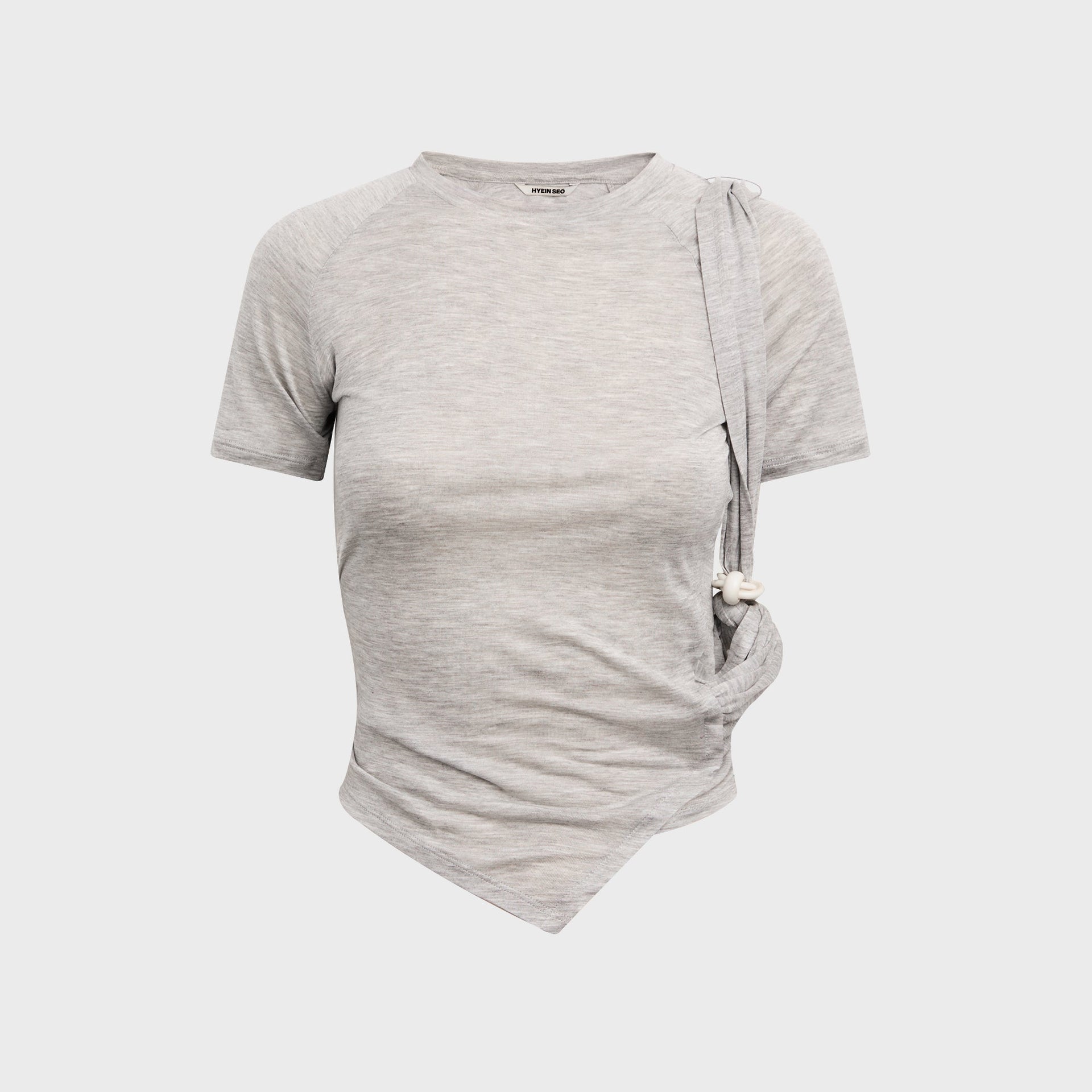 Hyein Seo Tied Asymmetric Tee - Melange Grey