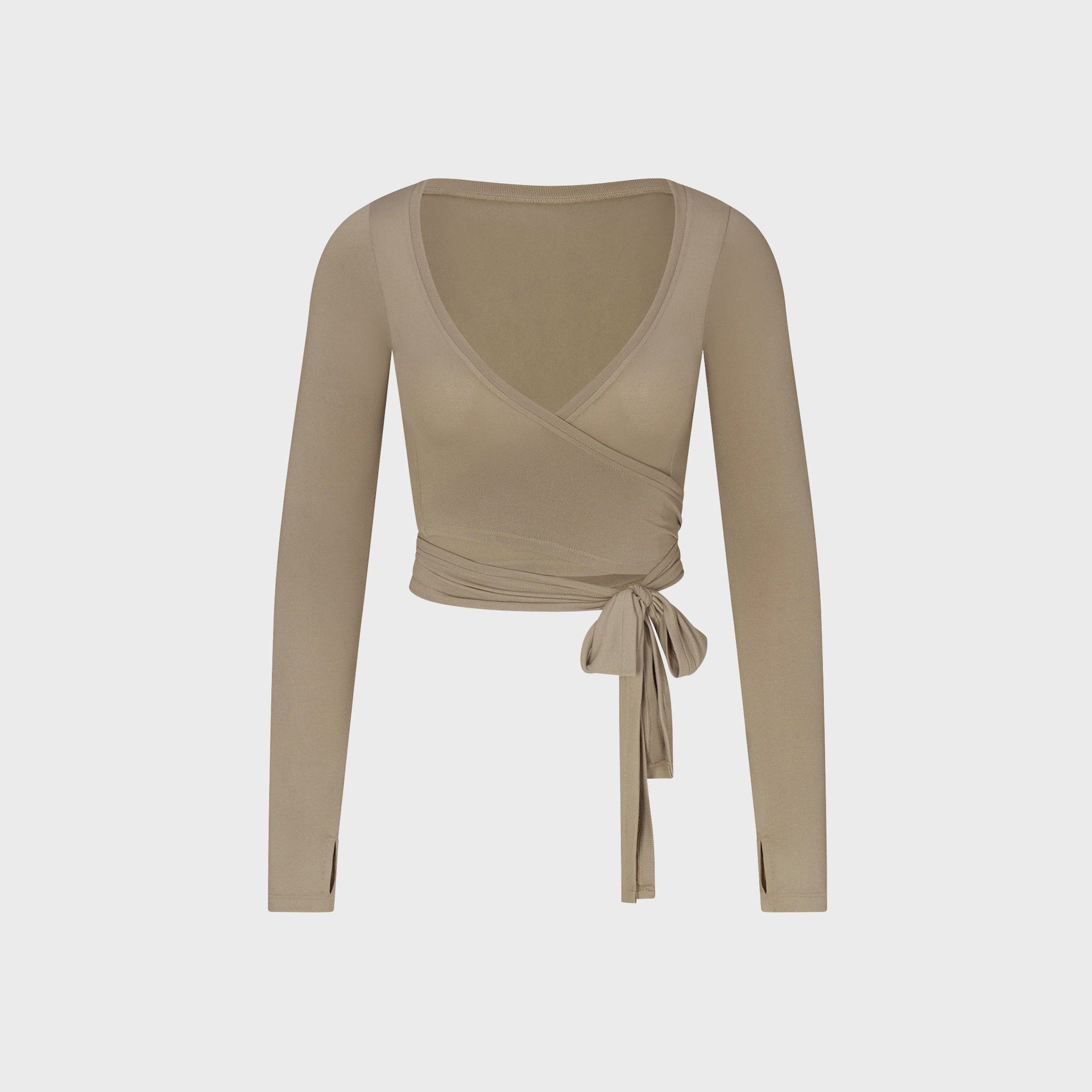NikeSKIMS Stretch Knit Long Sleeve Wrap Top - Dune