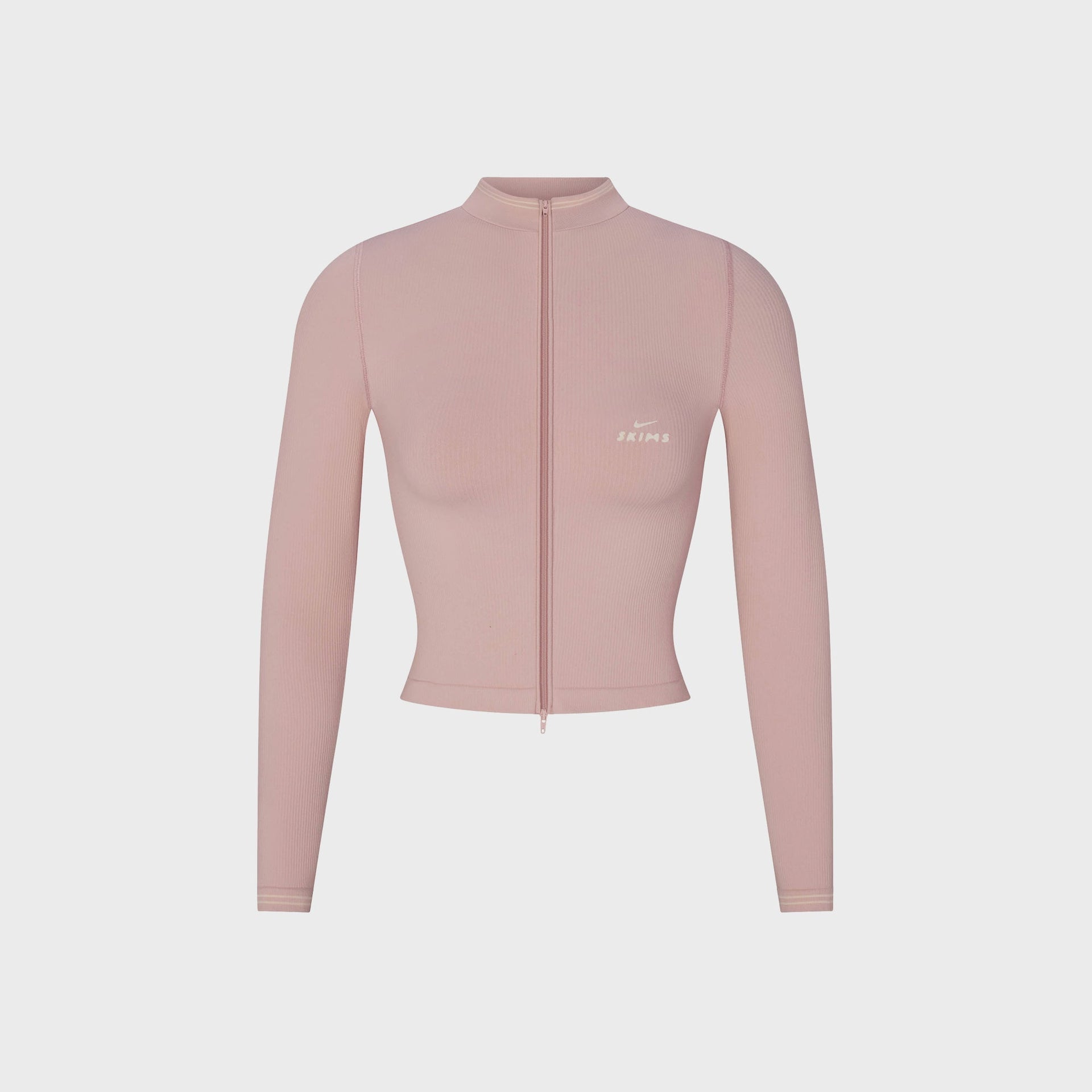 NikeSKIMS Ribbed Seamless Cropped Full-Zip Jacket - Himalayan / Ecru