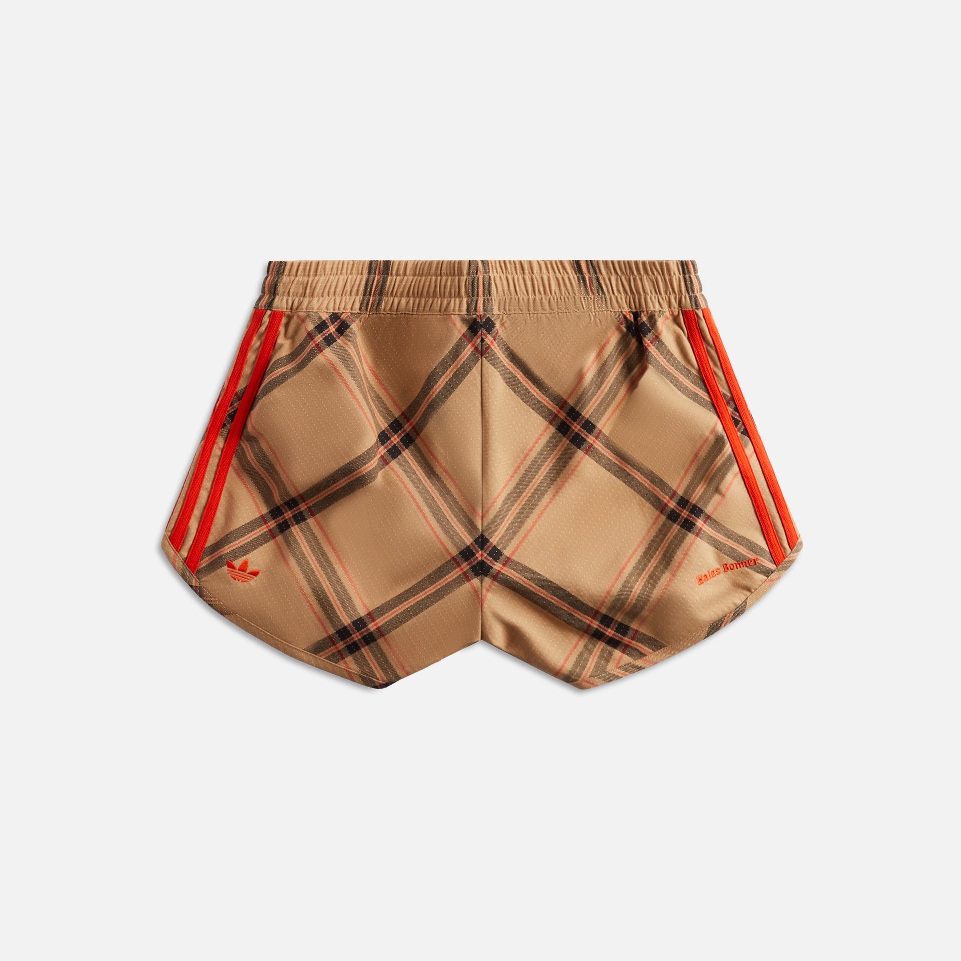 adidas Originals by Wales Bonner Checkered Shorts - Sand / Scarlet Red