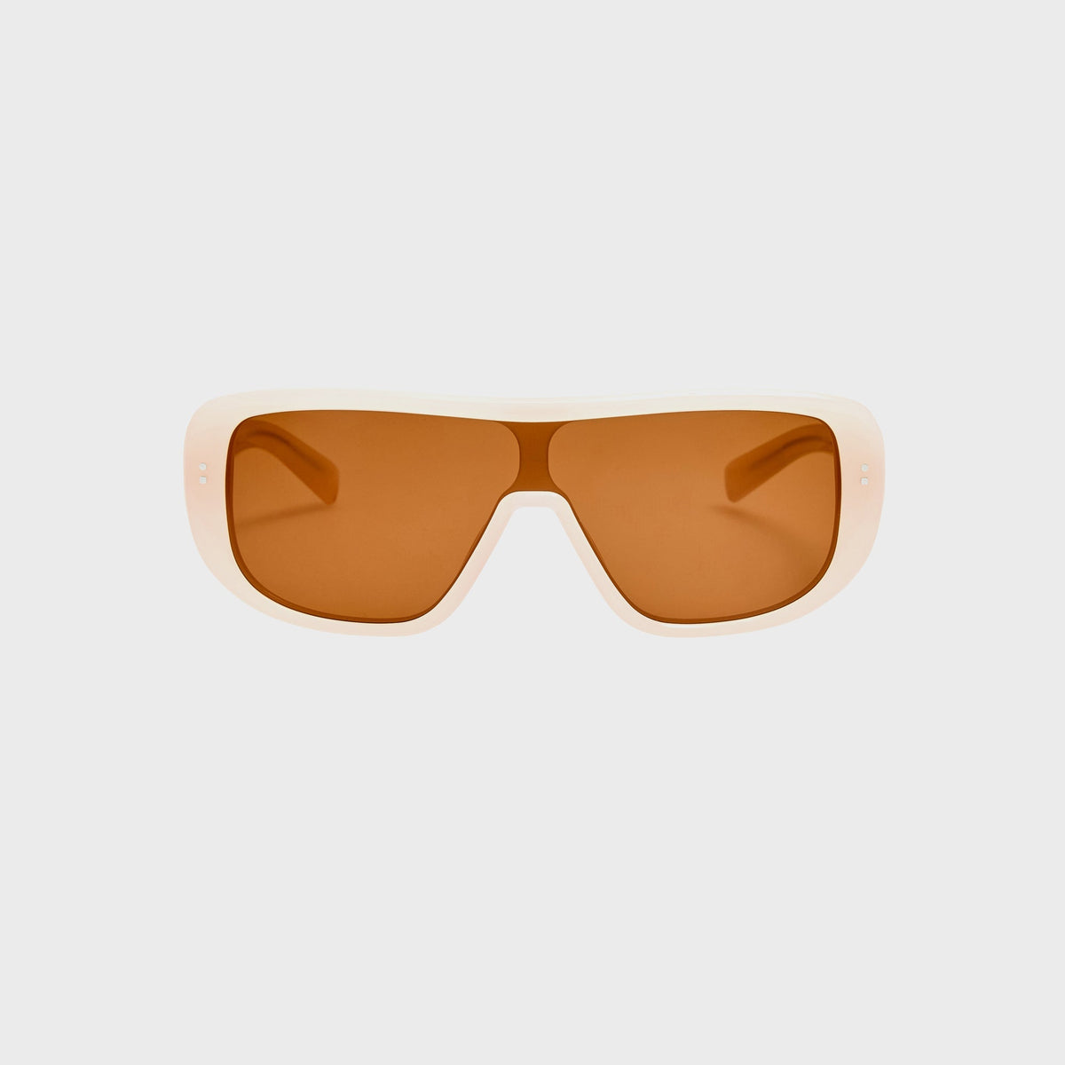 Jacquemus JAC156C2SUN aviator sunglasses in white with amber lenses, three-quarter front view