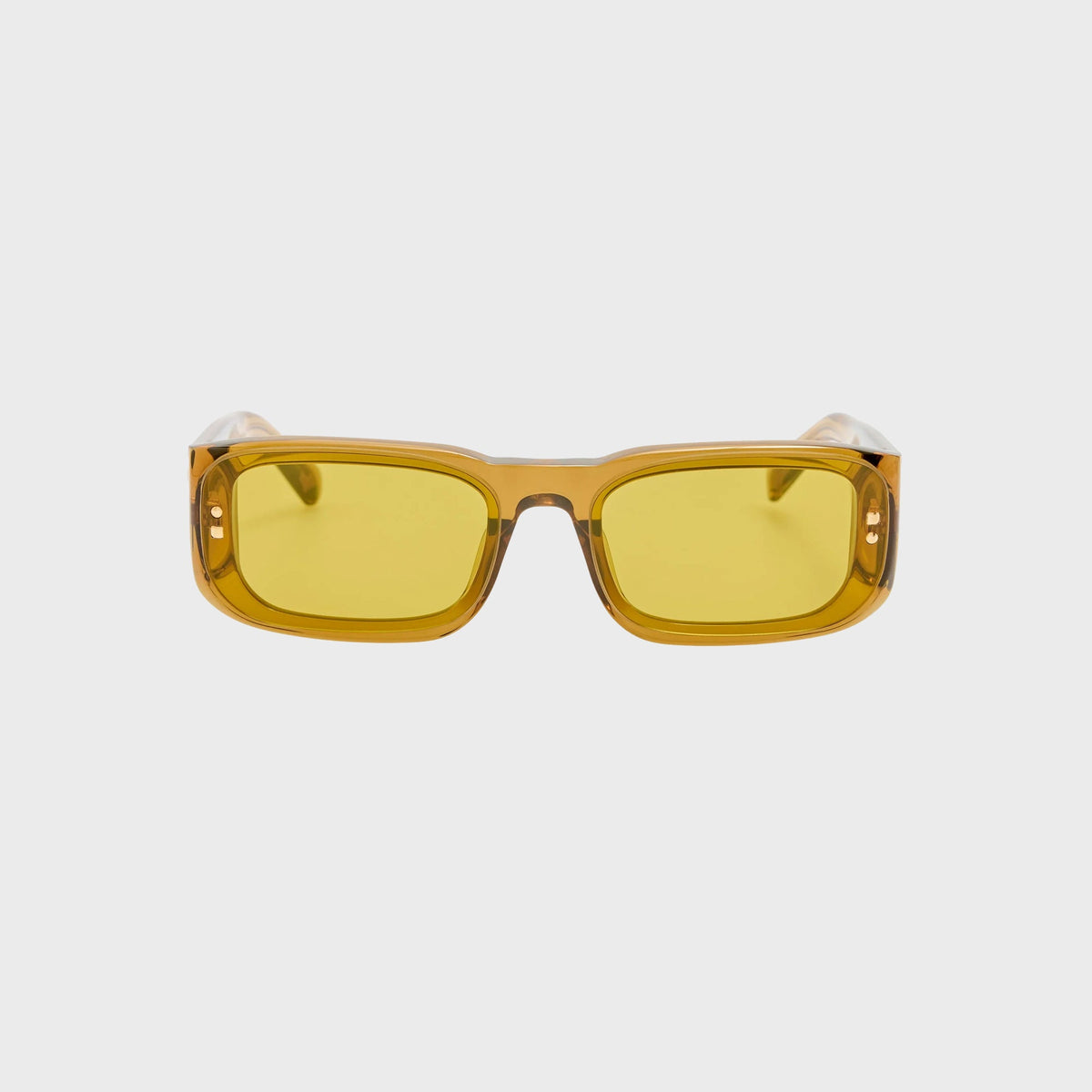 Jacquemus Pisco sunglasses in translucent amber with yellow lenses, front view