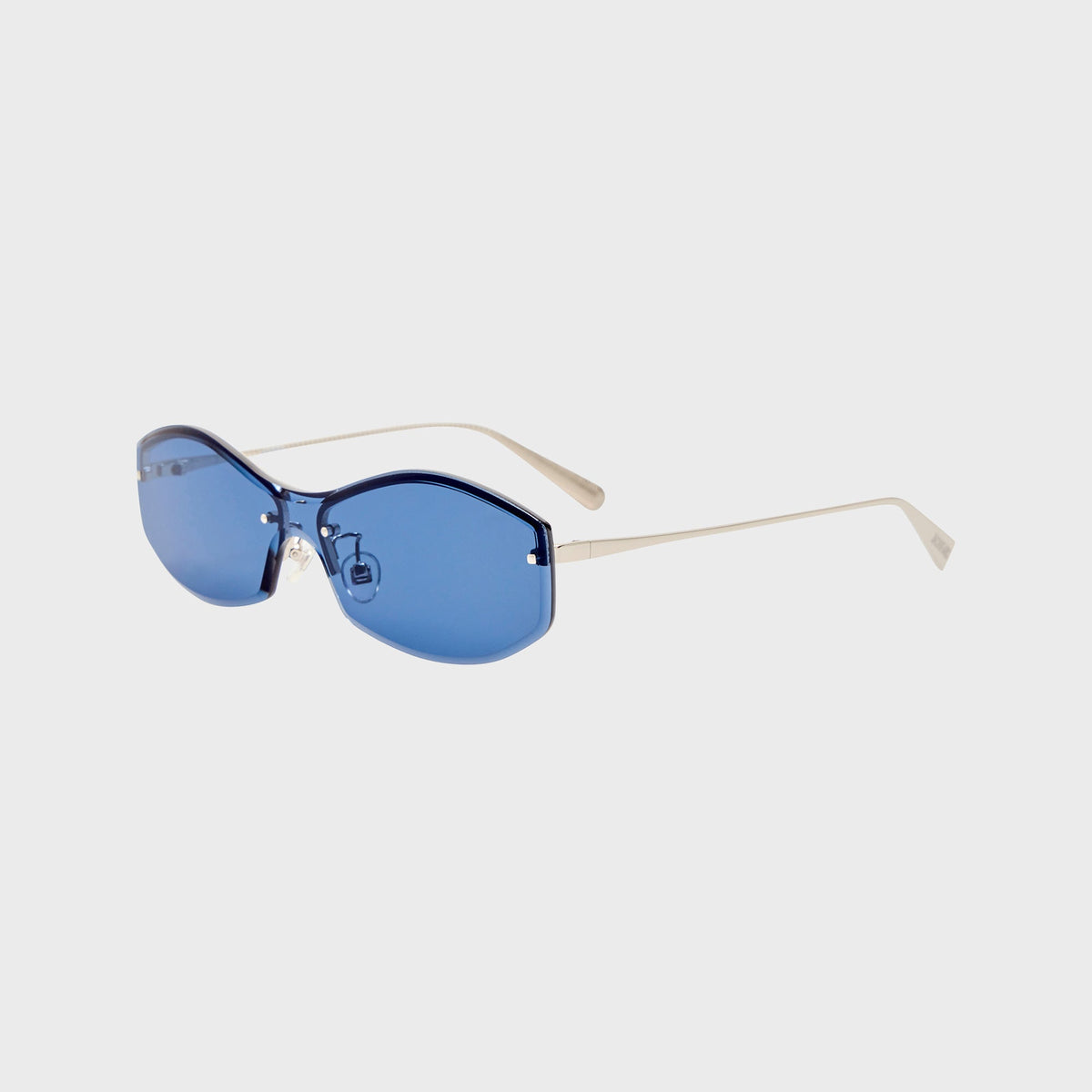 Jacquemus Jac 206 rimless sunglasses, angled rear view of the temple and hinge detail