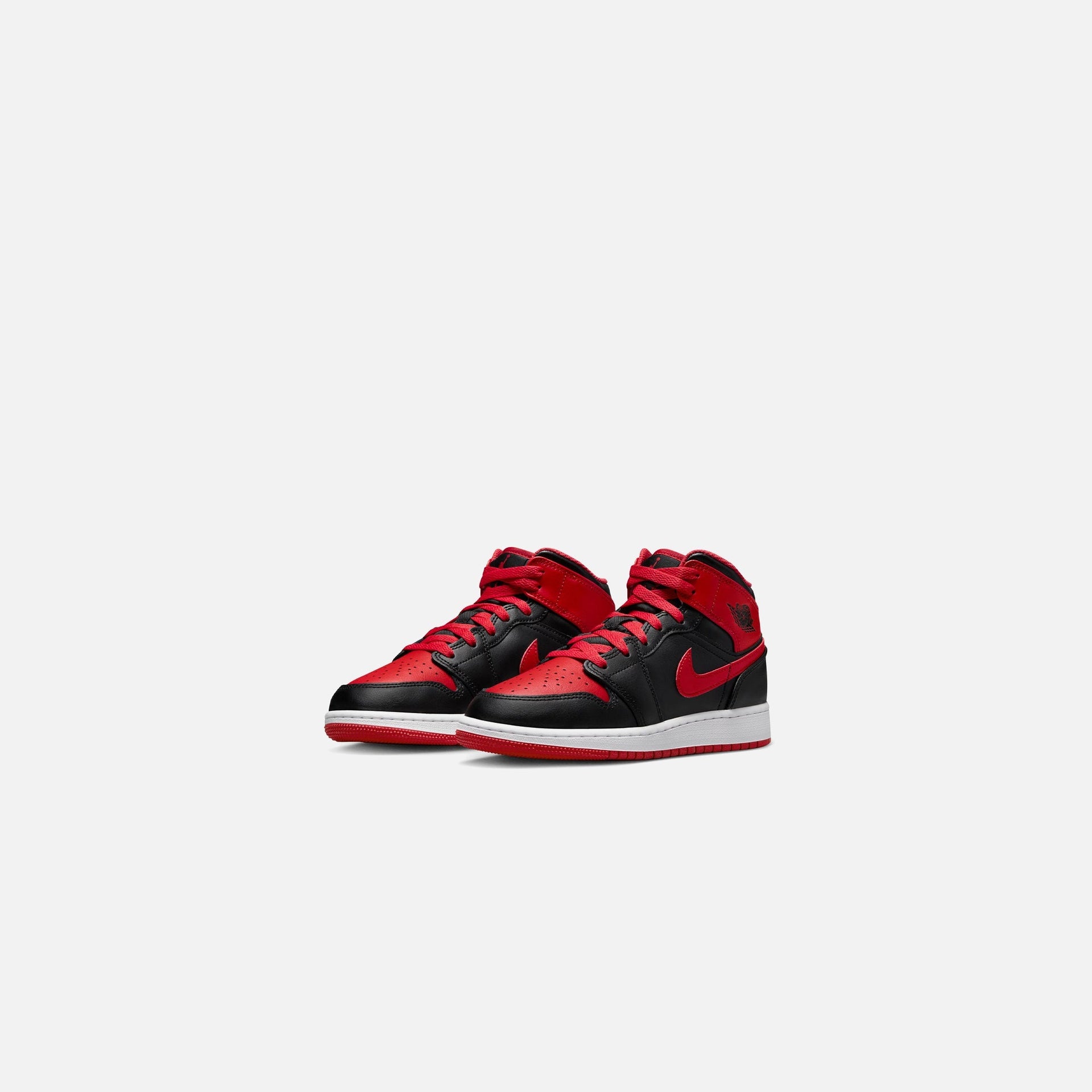 Jordans GS Air Jordan 1 Mid - Black / Fire Red / White
