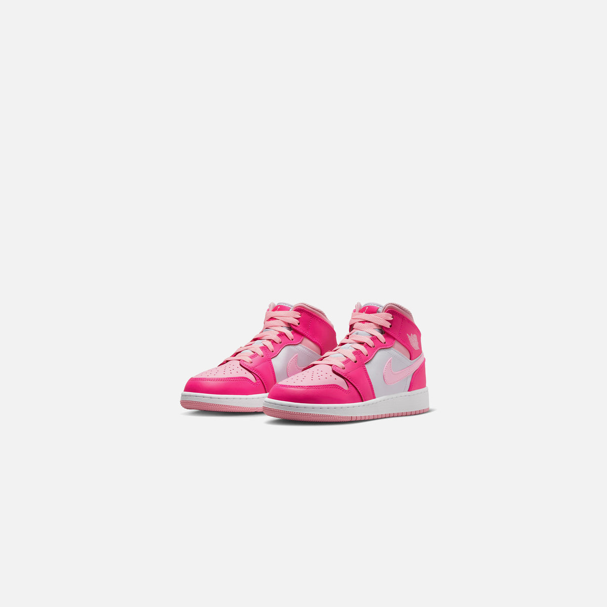 Nike Grade School Air Jordan 1 Mid - White / Med Soft Pink / Fierce Pink