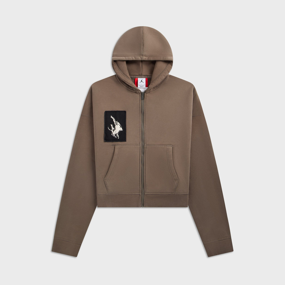 Jordan Cropped Full Zip Graphic Fleece Hoodie - Cave Stone