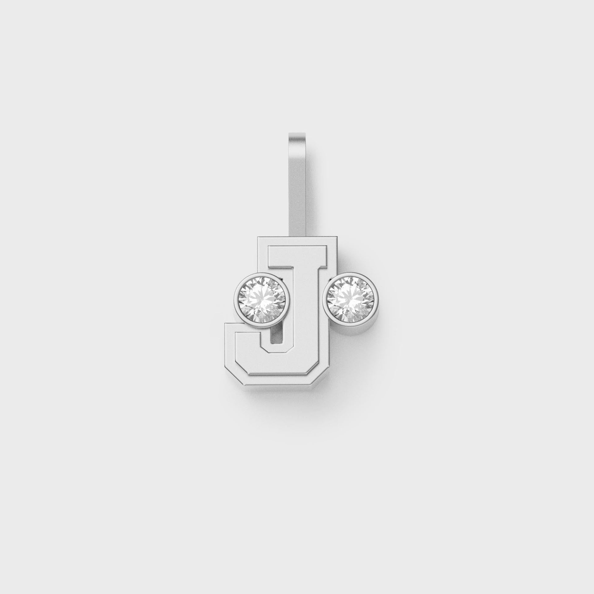 Greg Yuna Sylver Baby sterling silver letter J pendant flanked by two round bezel-set diamonds