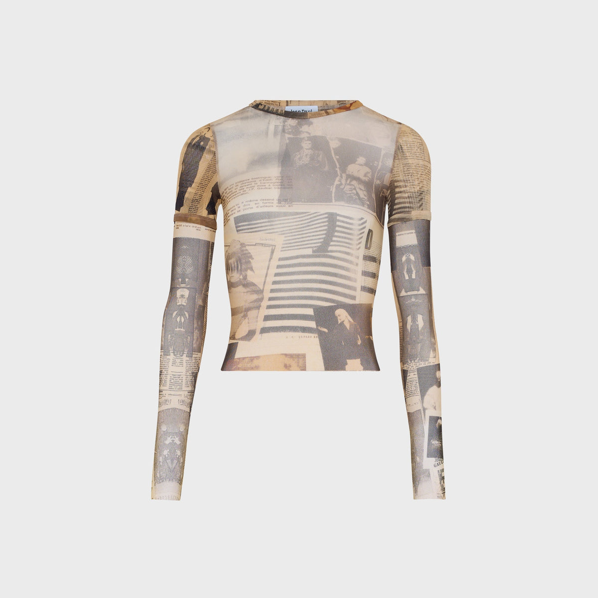 Jean Paul Gaultier Mesh Double Sleeves Baby Tee - Printed Journal