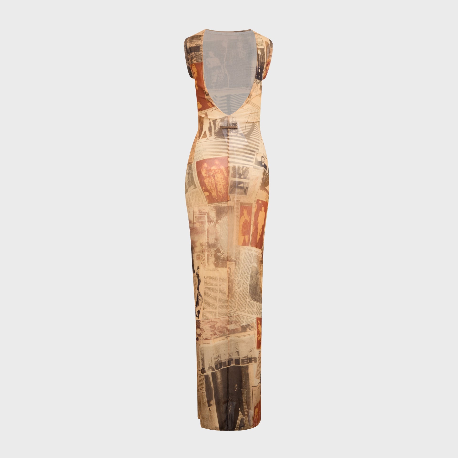 Jean Paul Gaultier Mesh High Neck Open Back Long Dress - Printed Journal