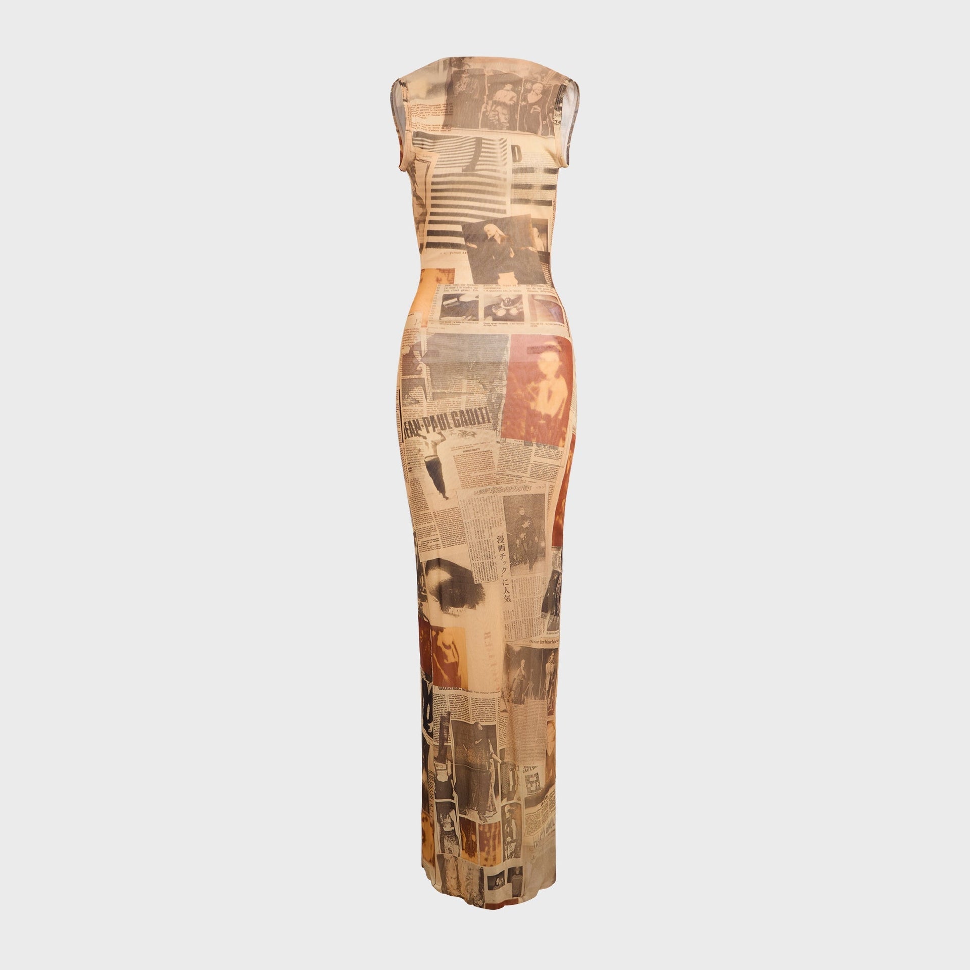 Jean Paul Gaultier Mesh High Neck Open Back Long Dress - Printed Journal