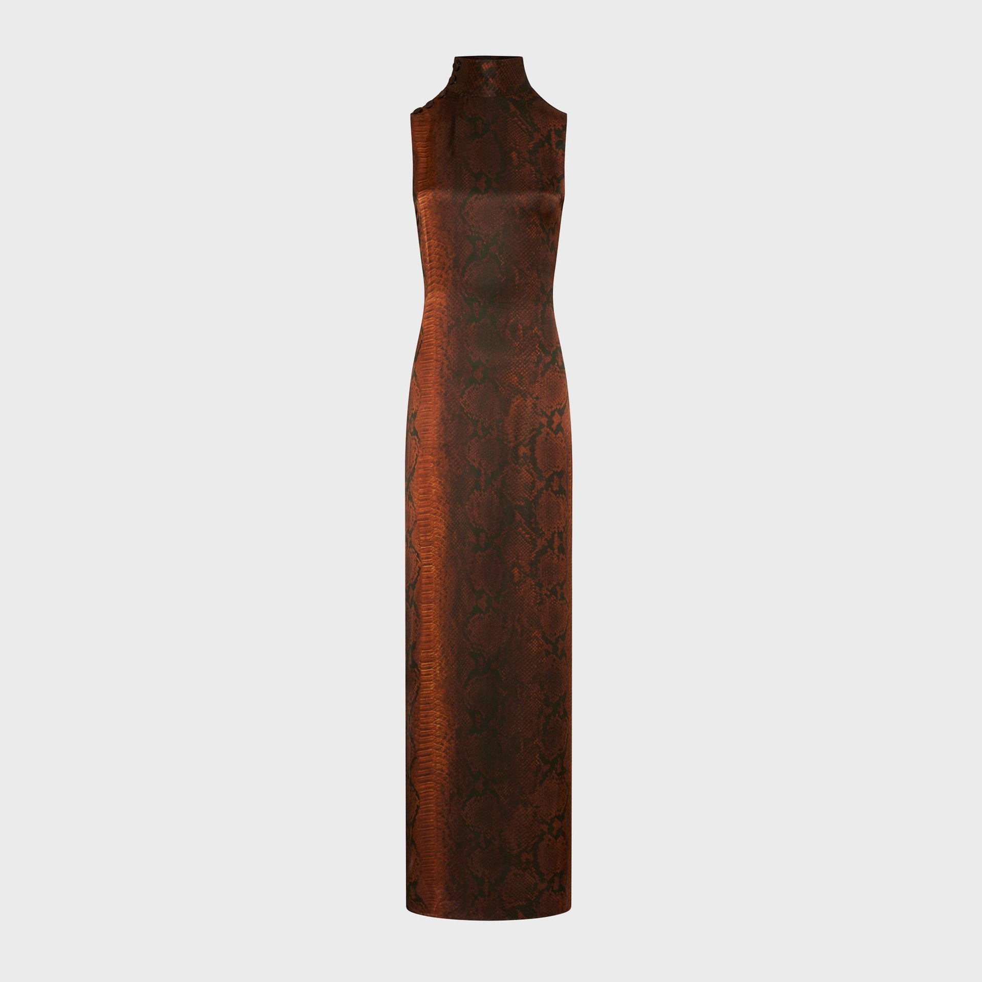Jean Paul Gaultier Mesh High Neck Long Dress - Printed Python