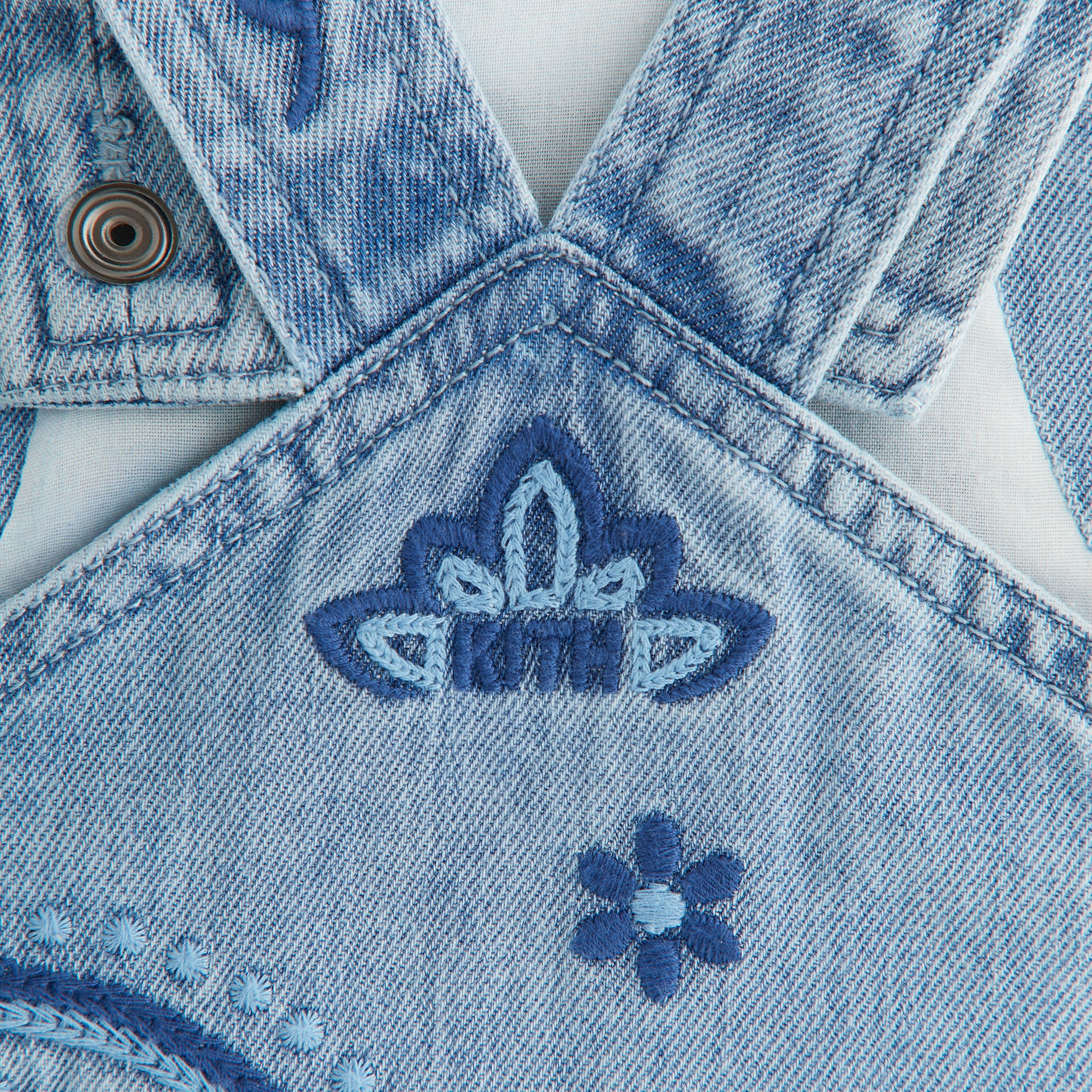 Kith Baby Floral Paisley Chambray Shortall in Kent Light Wash