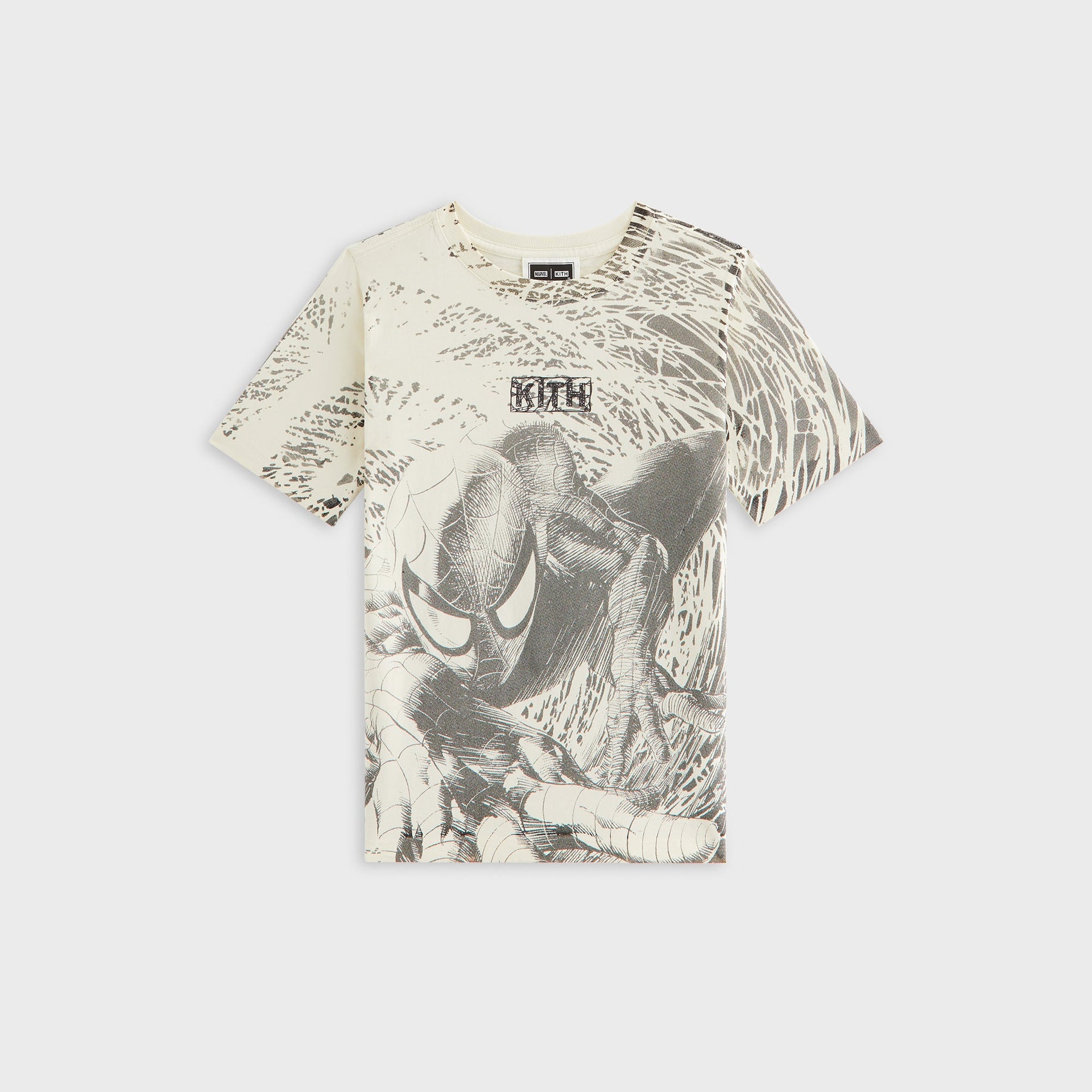 Marvel | Kith Kids Spiderman All-Over Printed Vintage Tee - Sandrift