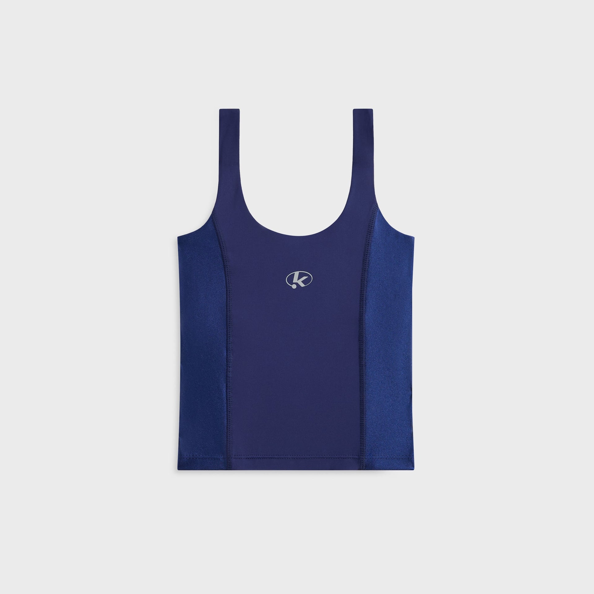 Kith Kids Active Zamira Tank in Nocturnal navy, back flat lay with small oval K logo at center