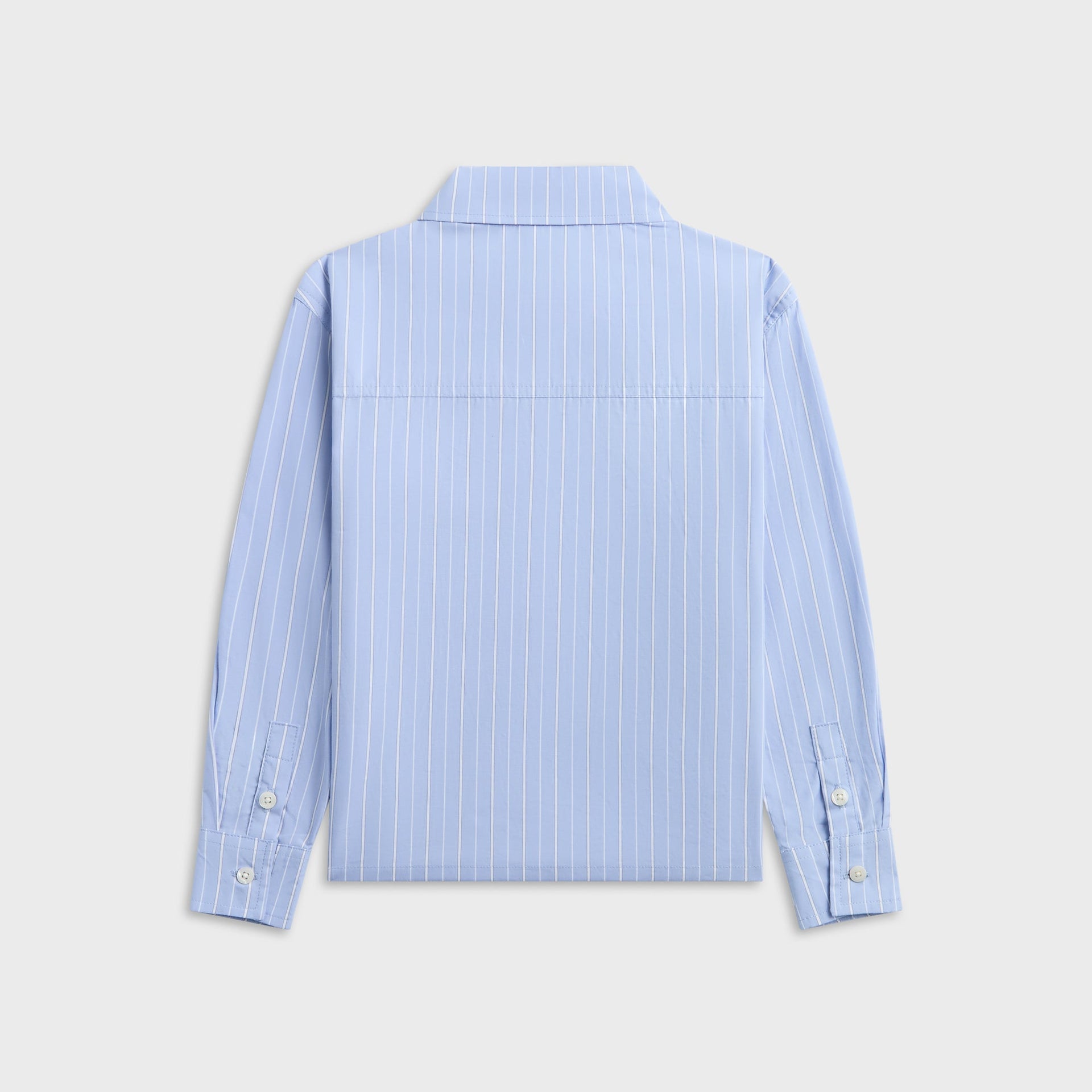 Kith Kids Berkeley shirt in Serene blue pinstripe, back view of the plain button-up shirt