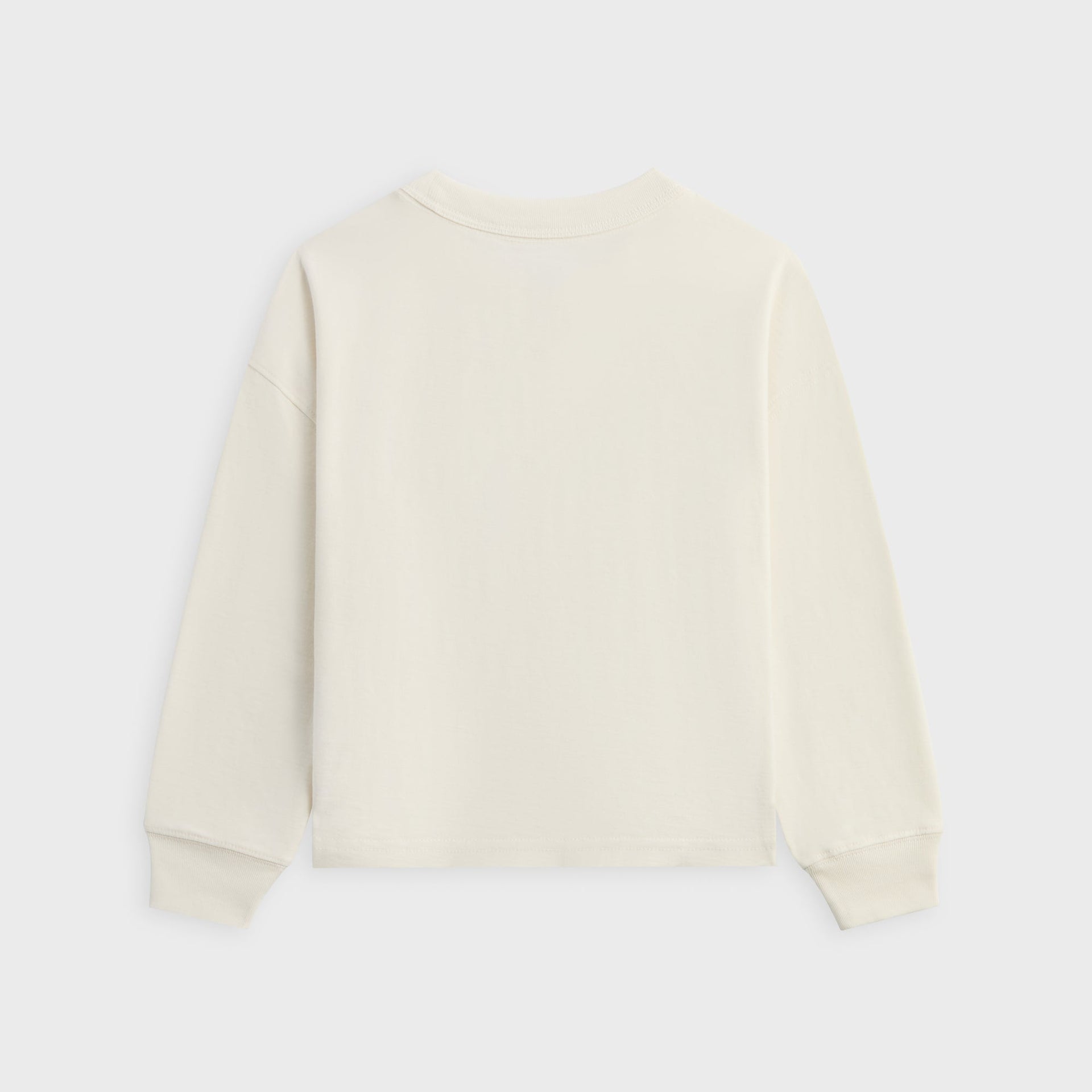 Kith Kids long sleeve Quinn tee in cream, back view of the plain long-sleeve tee