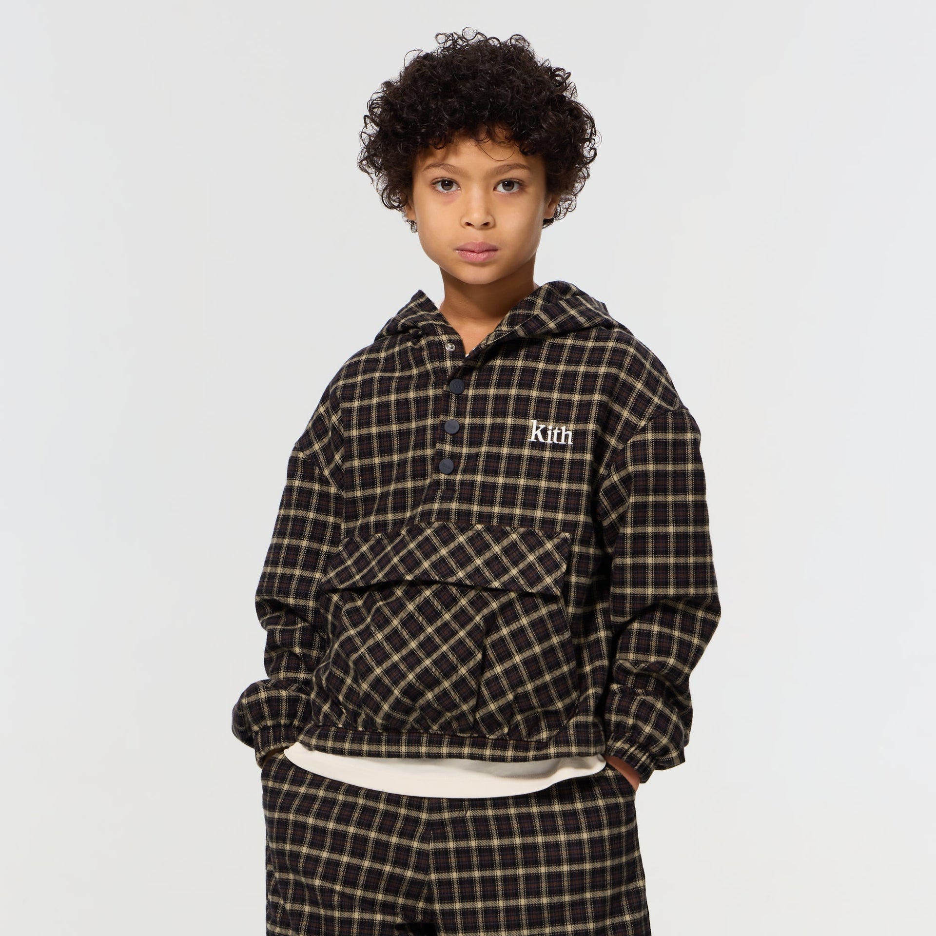 Kith Kids Micro Plaid Snap Harrison Hoodie - Chest - PH