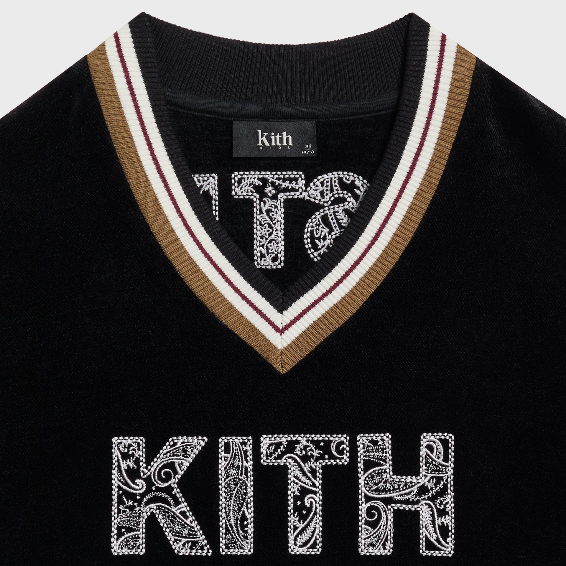 Kith Kids Textured V-Neck Collar Nelson Sweatshirt - Black - PH