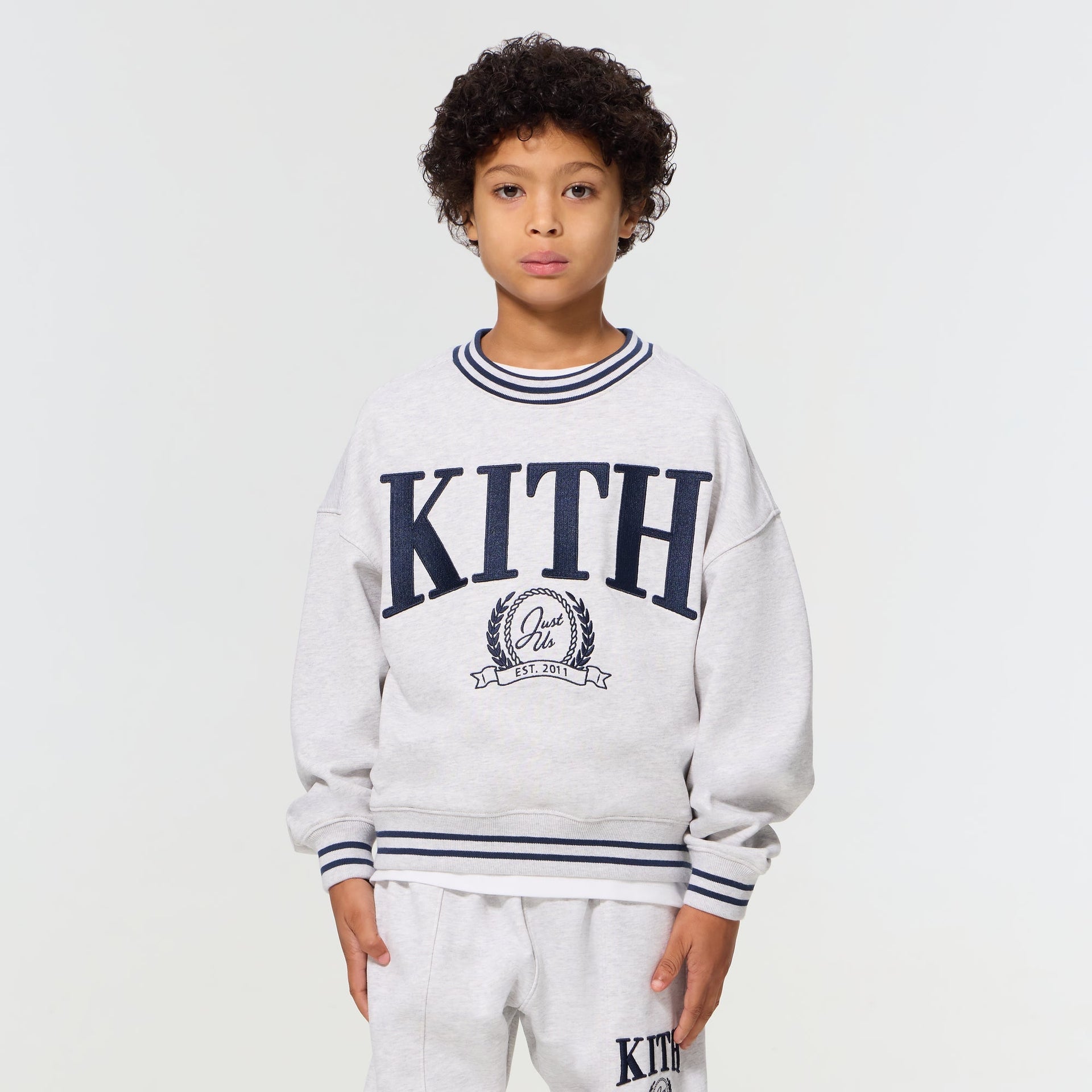 Kith Kids Collegiate Nelson Crewneck - Light Heather Grey - PH