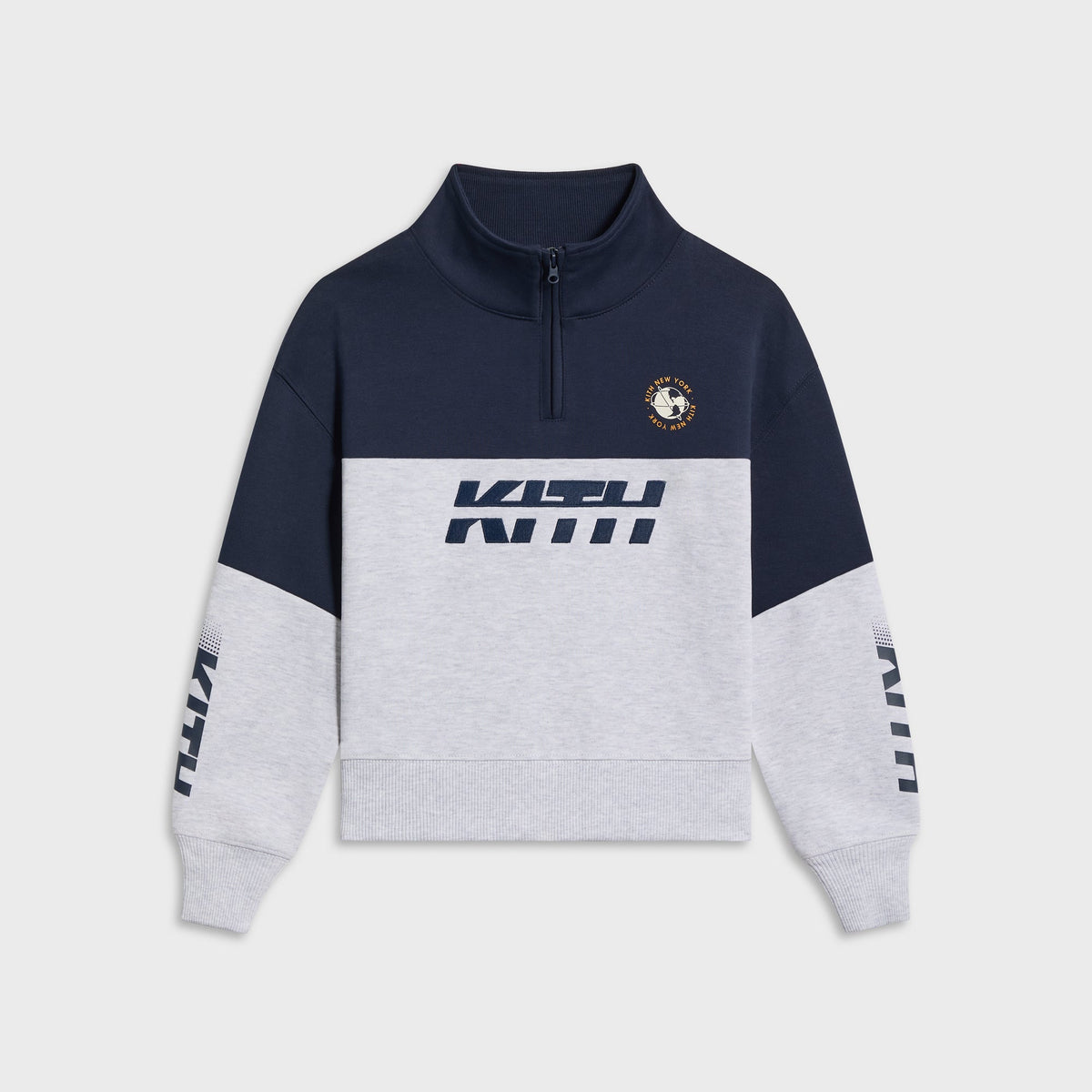 Kith Kids Logo Blocked Hunter Quarter Zip - Nocturnal