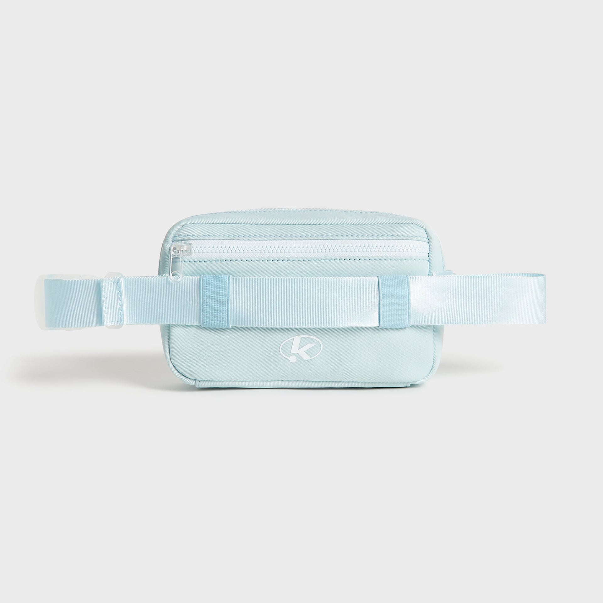 Kith Kids Active belt bag in light blue Surry, back view showing zip pocket, belt loop and circular K logo