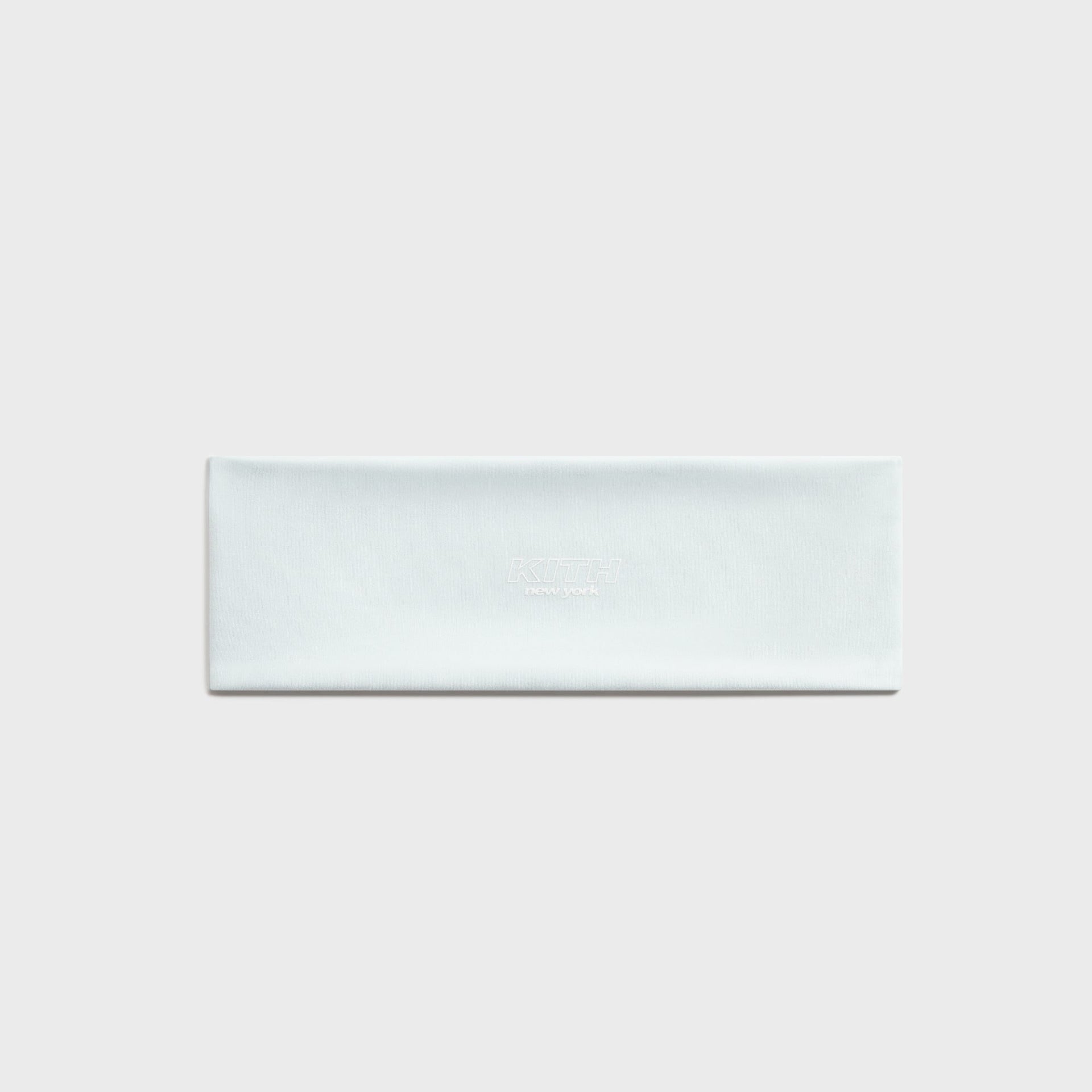Kith Kids Active Headband in Surry pale mint, flat lay front view with tonal KITH New York logo