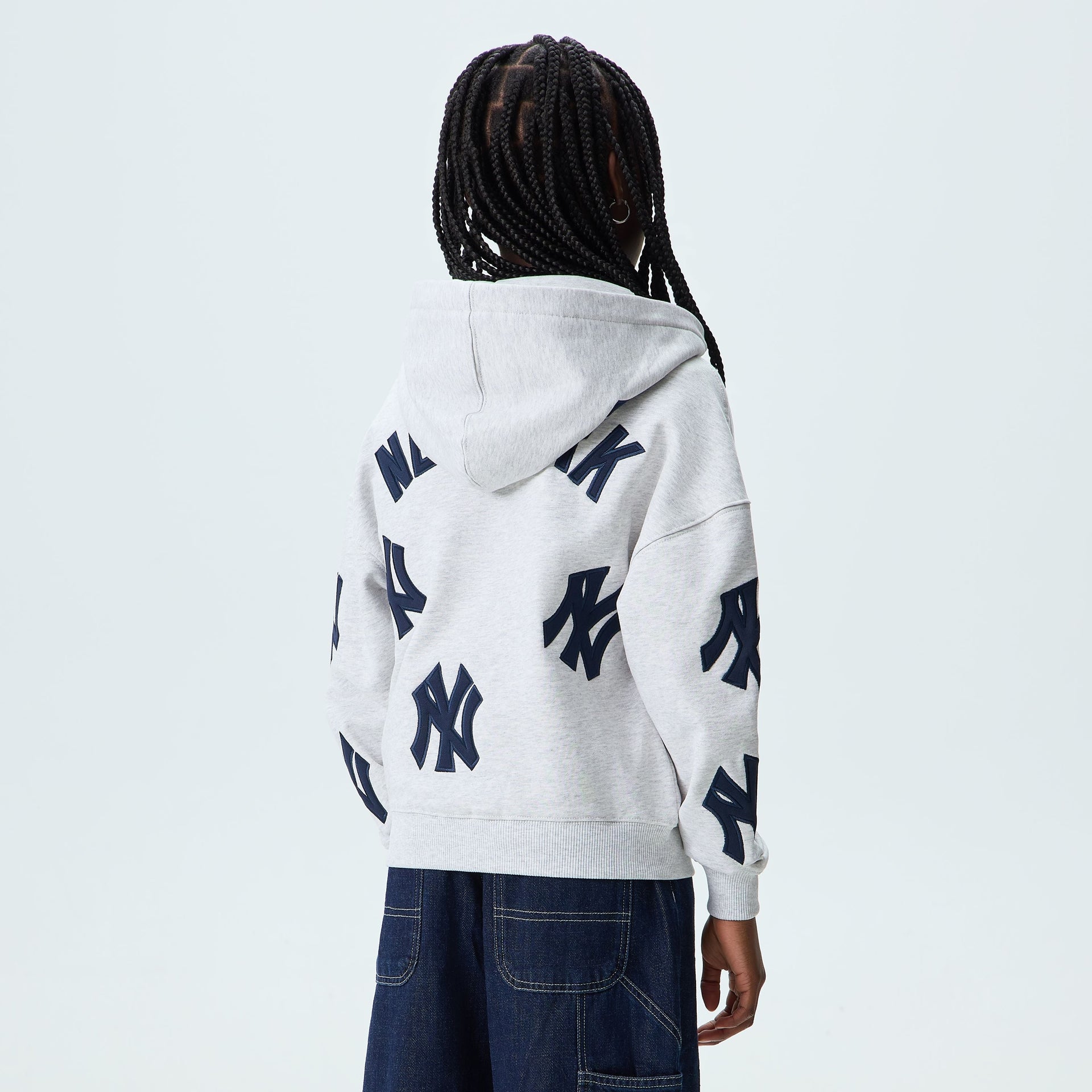Kith Kids for the New York Yankees Nelson Zip Hoodie - Light Heather Grey - PH
