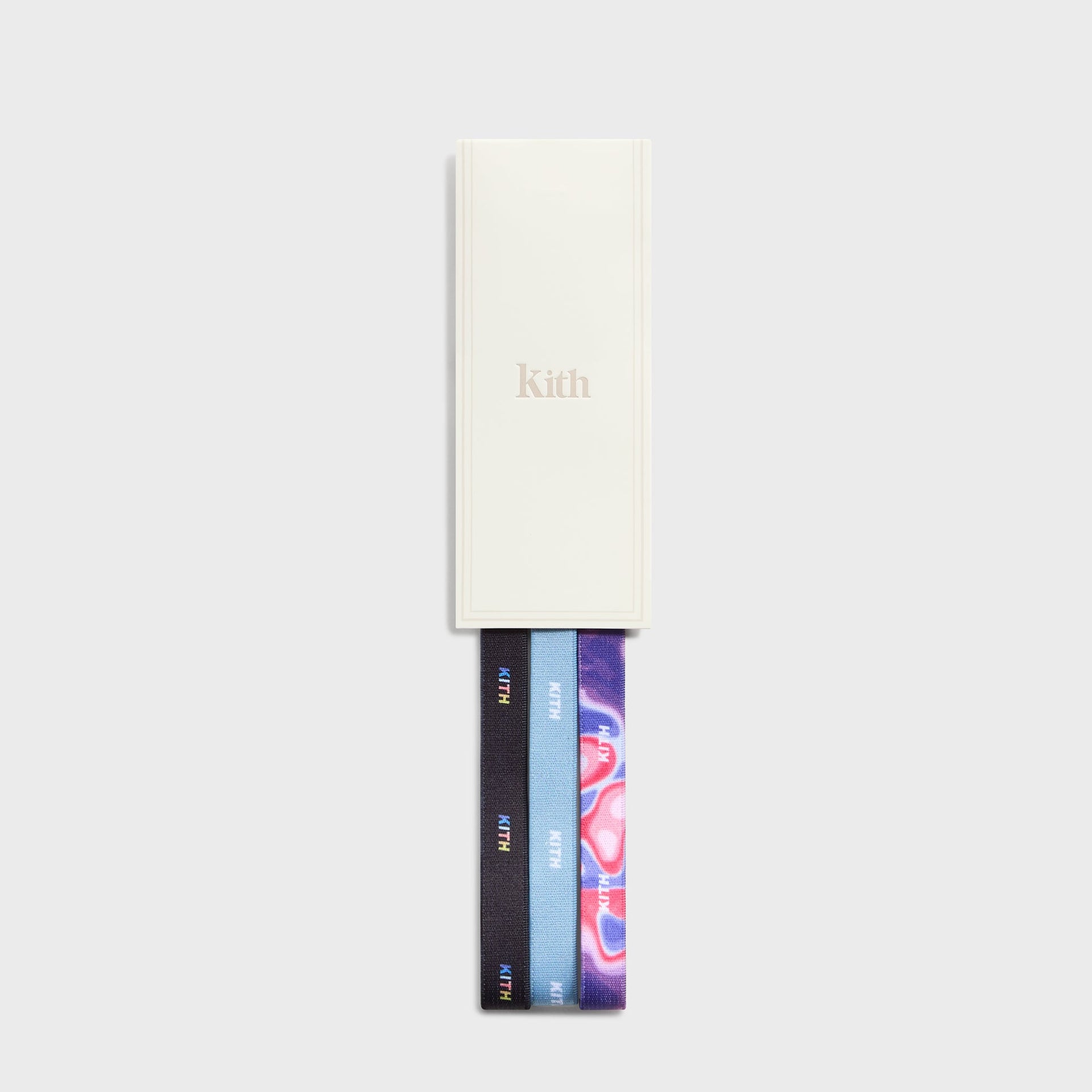 Kith Kids 3-Pack Printed Headbands in cream Kith gift box, three straps displayed