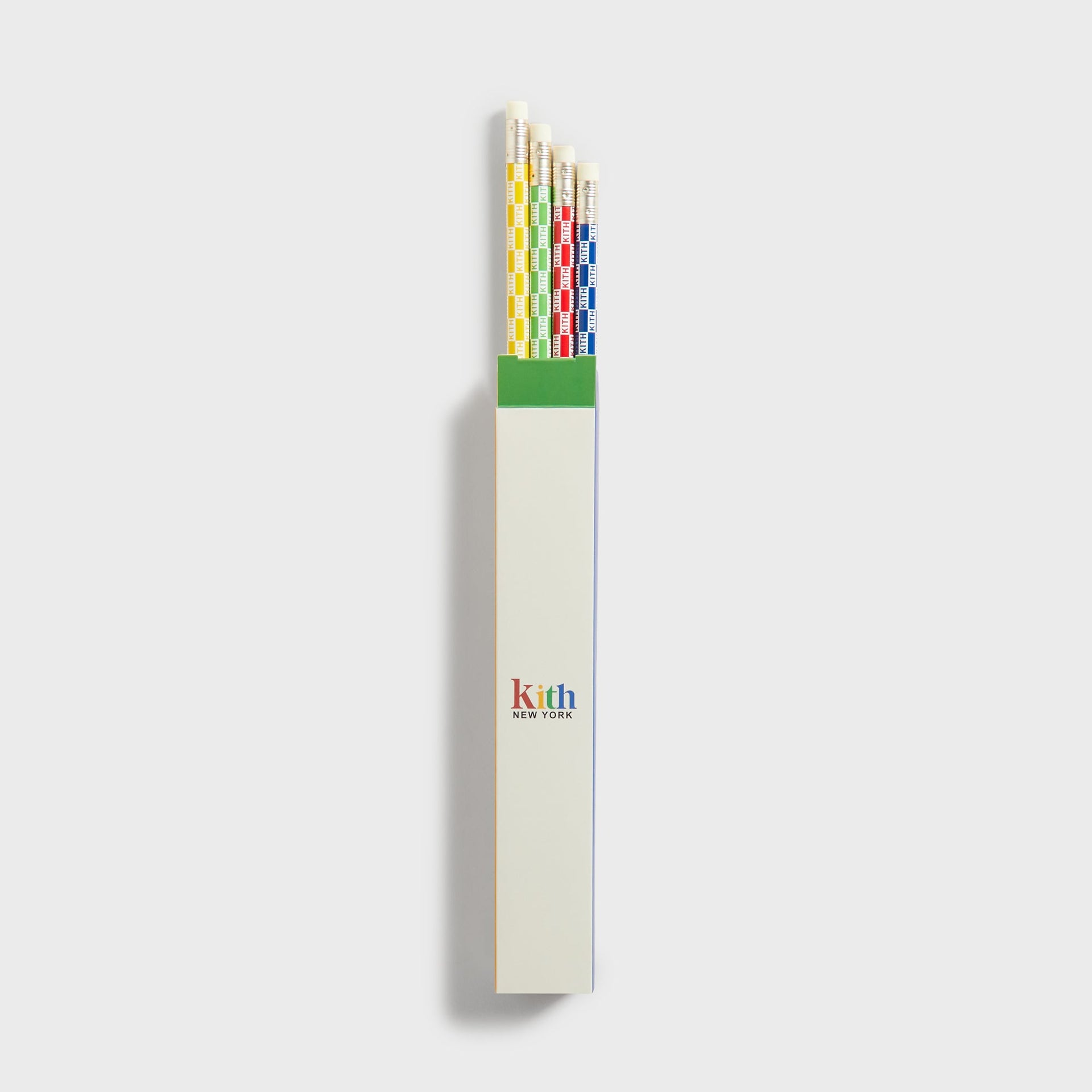 Kith Kids Back to School Set, boxed Kith New York pencils with rainbow logo standing upright