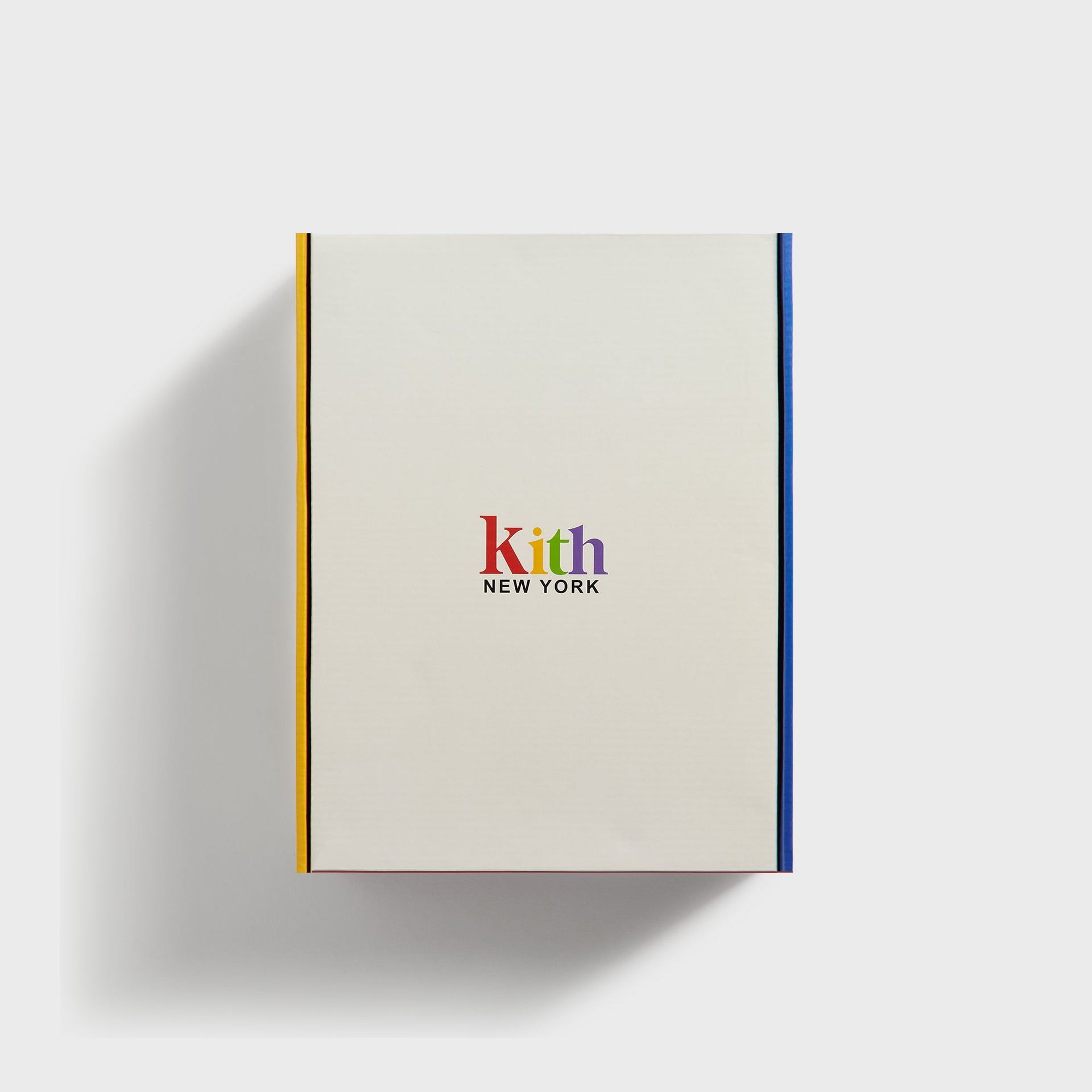 Kith Kids Back to School Set, cream gift box with rainbow Kith New York logo and colored edges