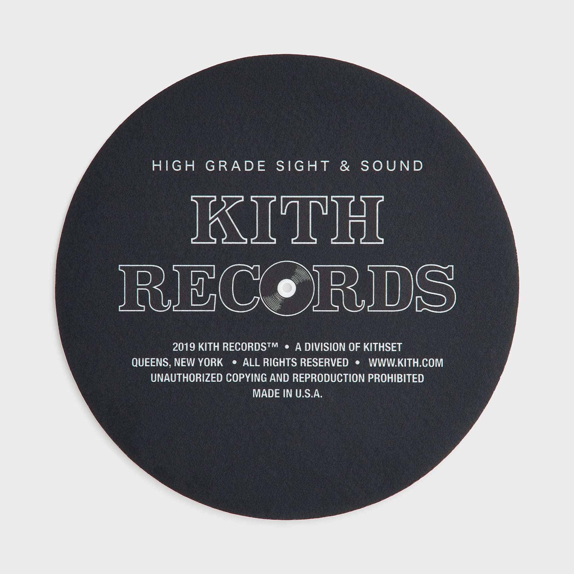 Black Kith Records slip mat with High Grade Sight and Sound text and vinyl record graphic