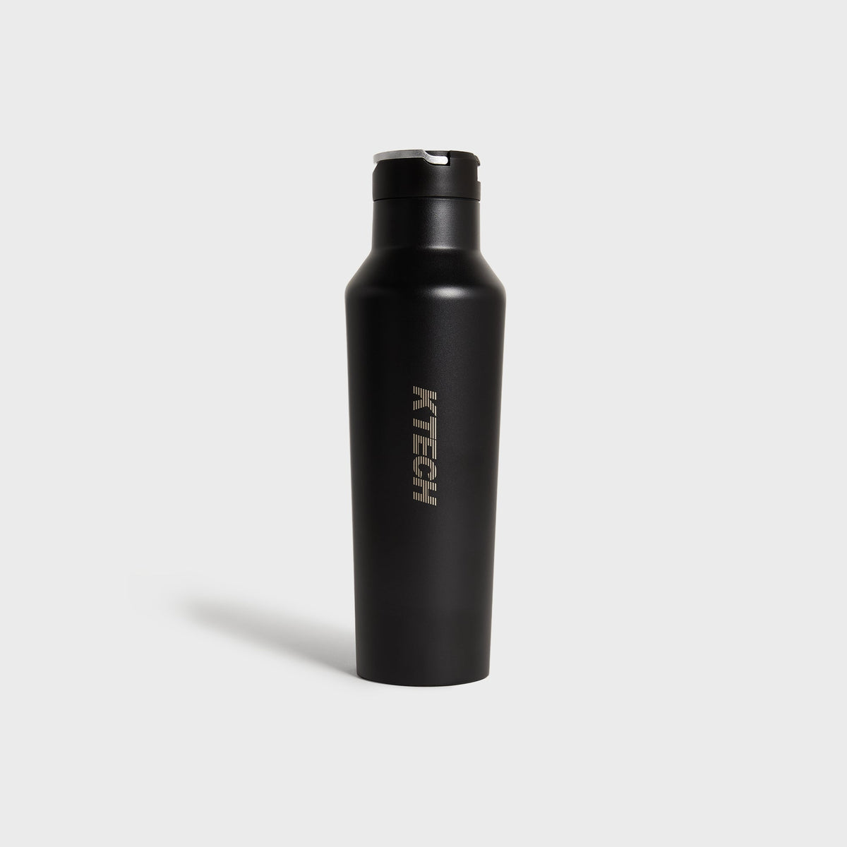 Kith for Corkcicle Classic Sport Canteen in matte black with silver KTECH logo and flip-top lid