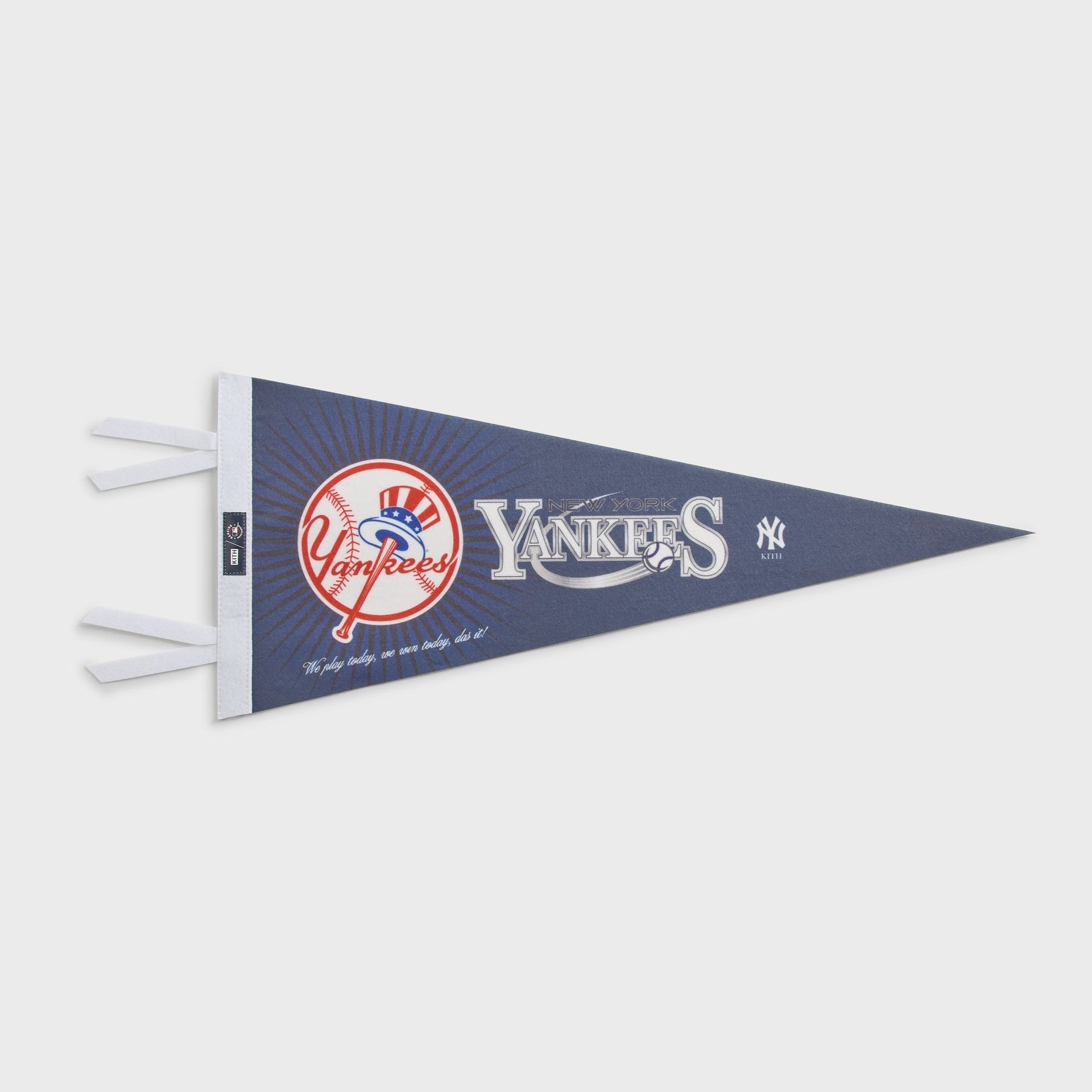 Kith for the New York Yankees felt pennant flag in navy, full view with the Yankees top hat logo