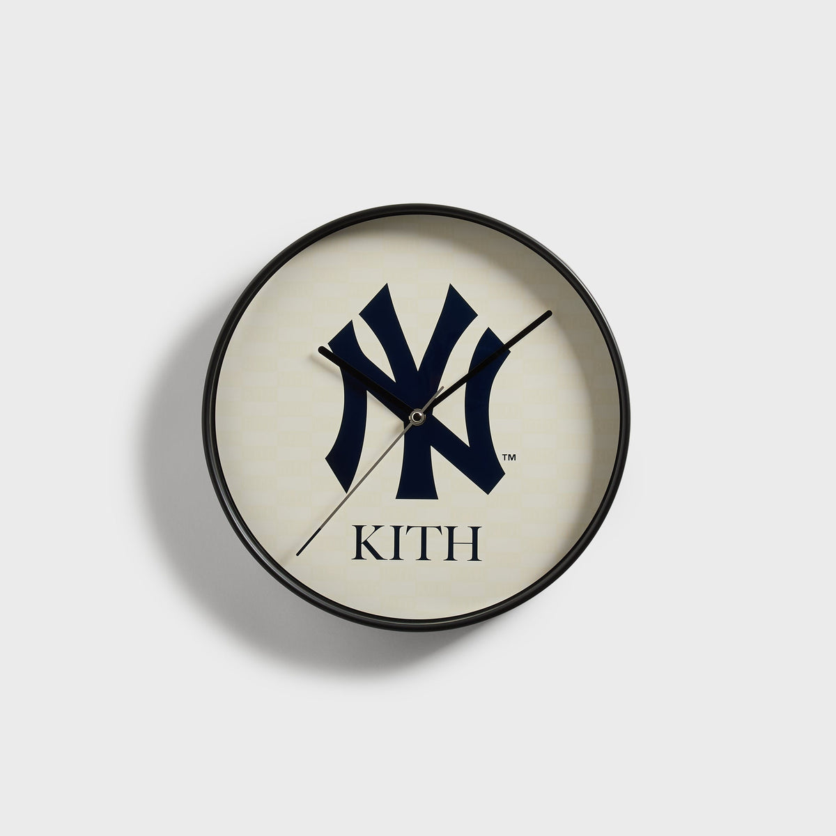 Kith x New York Yankees wall clock, full front view with NY logo and Kith wordmark