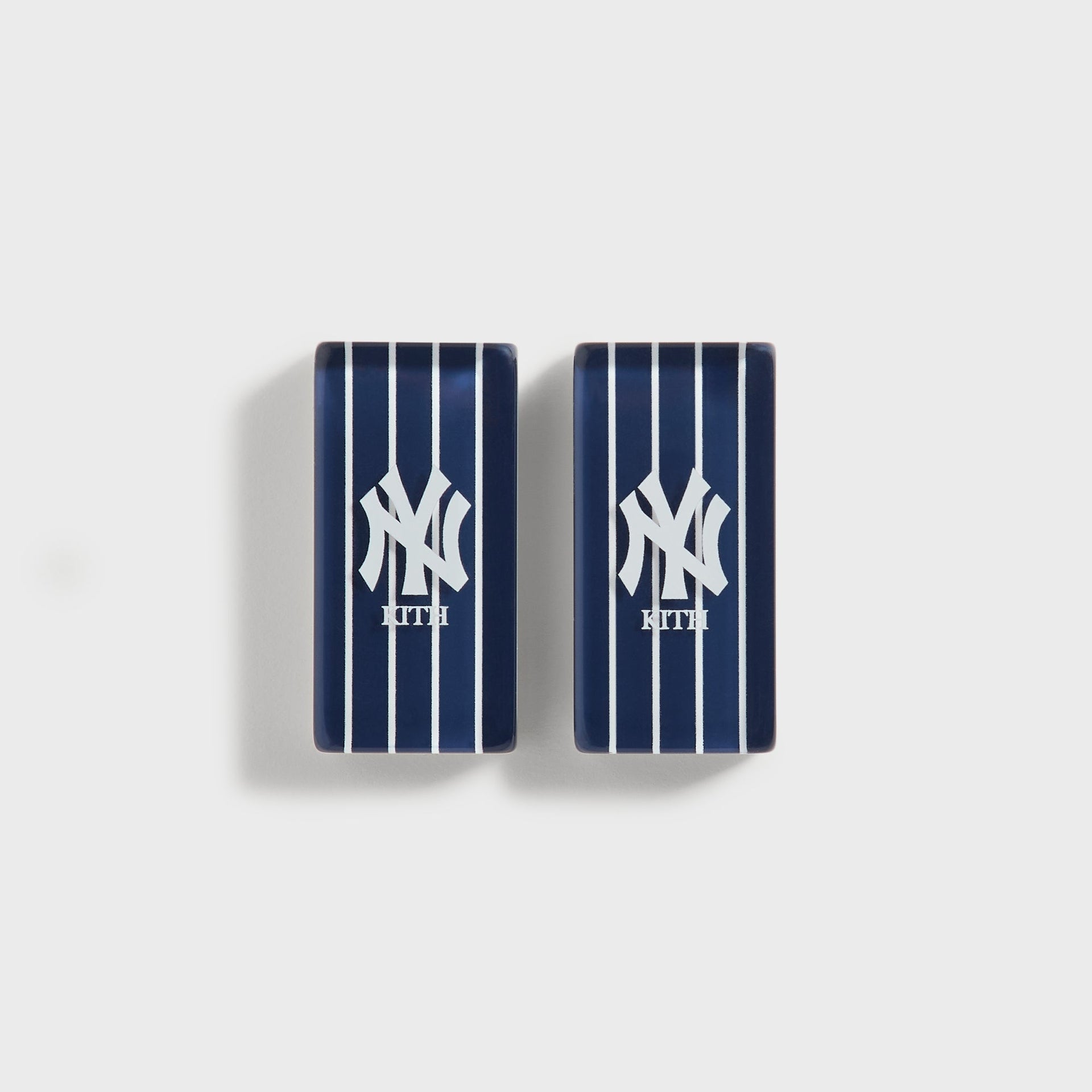 Full set of Kith x New York Yankees domino tiles arranged in a grid, showing pinstriped NY logo backs