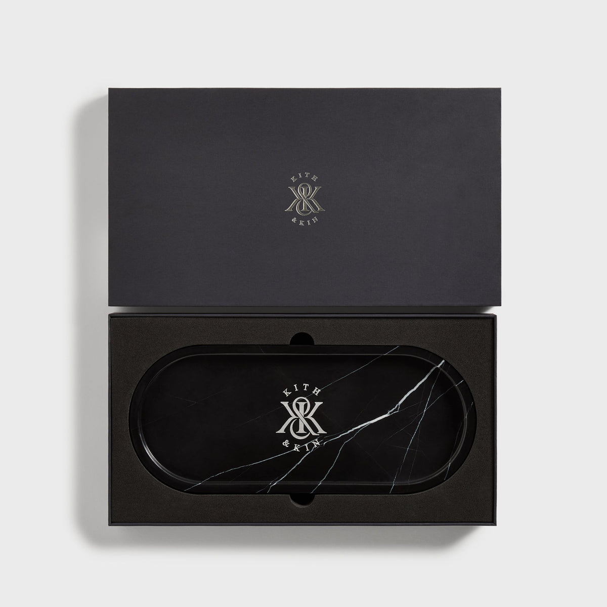 Kith Marble Tray black gift box open showing tray inside