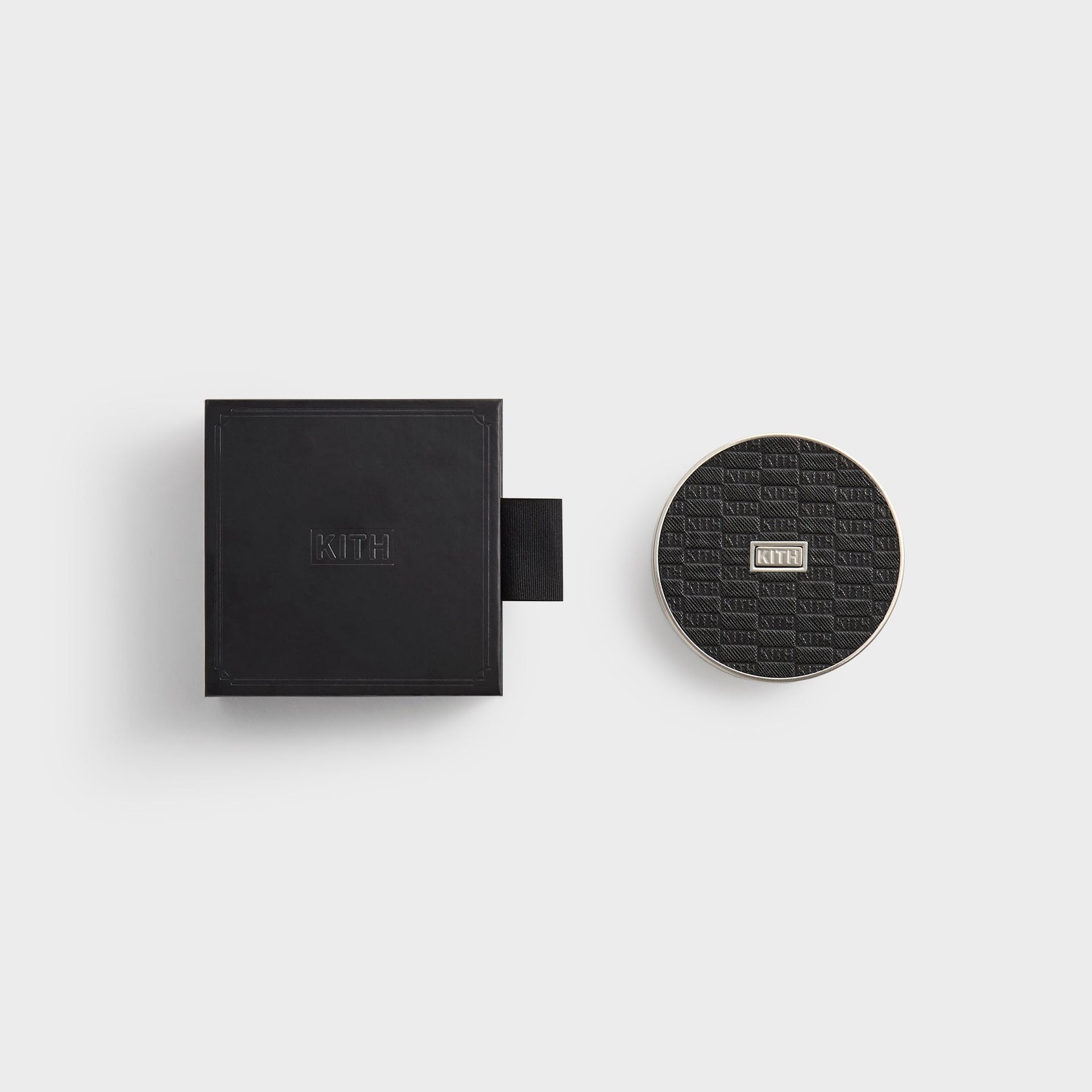 Kith Classic Logo Set of 4 Leather Coasters - Black