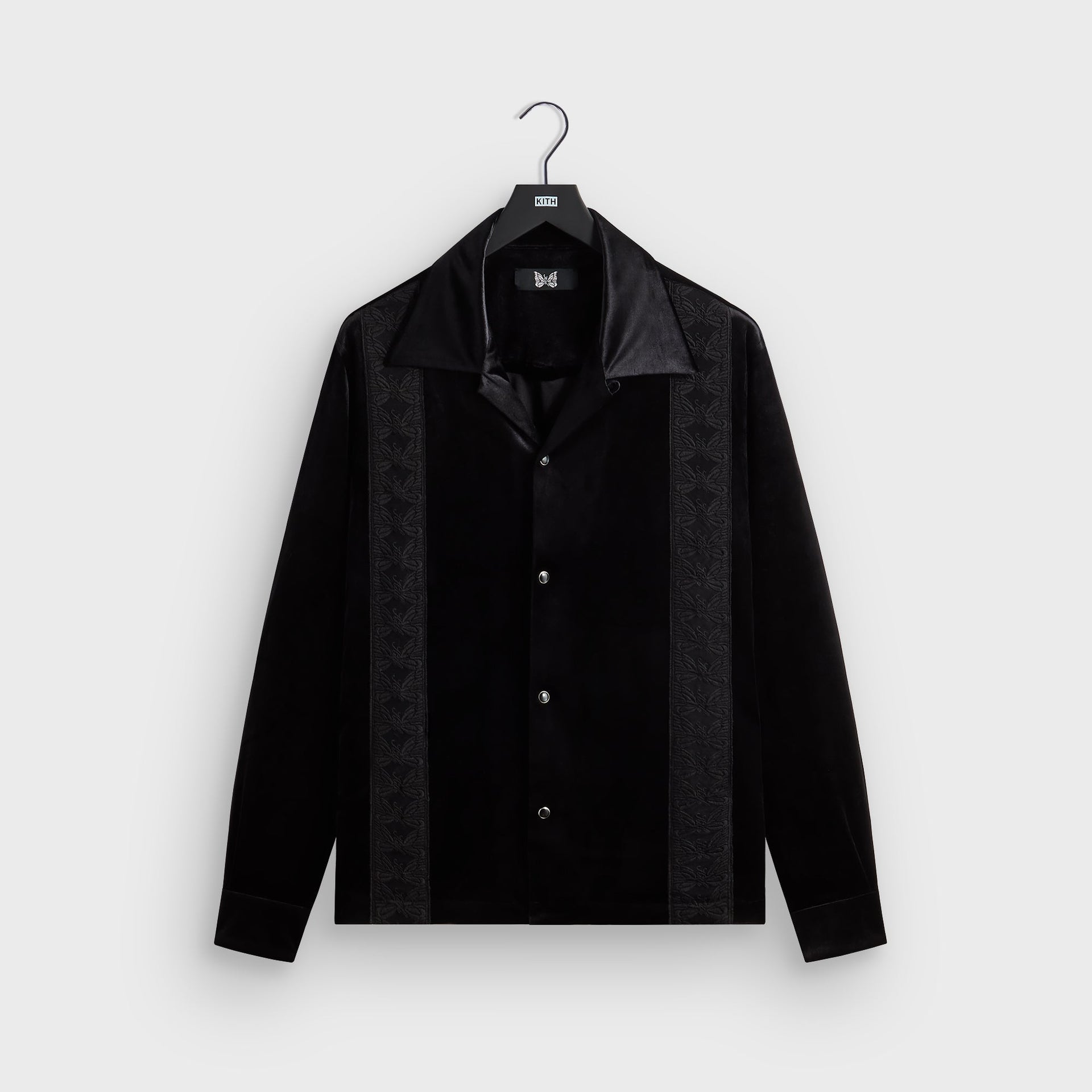 Kith for Needles Ren Fringe Camp Collar Shirt - Black - PH