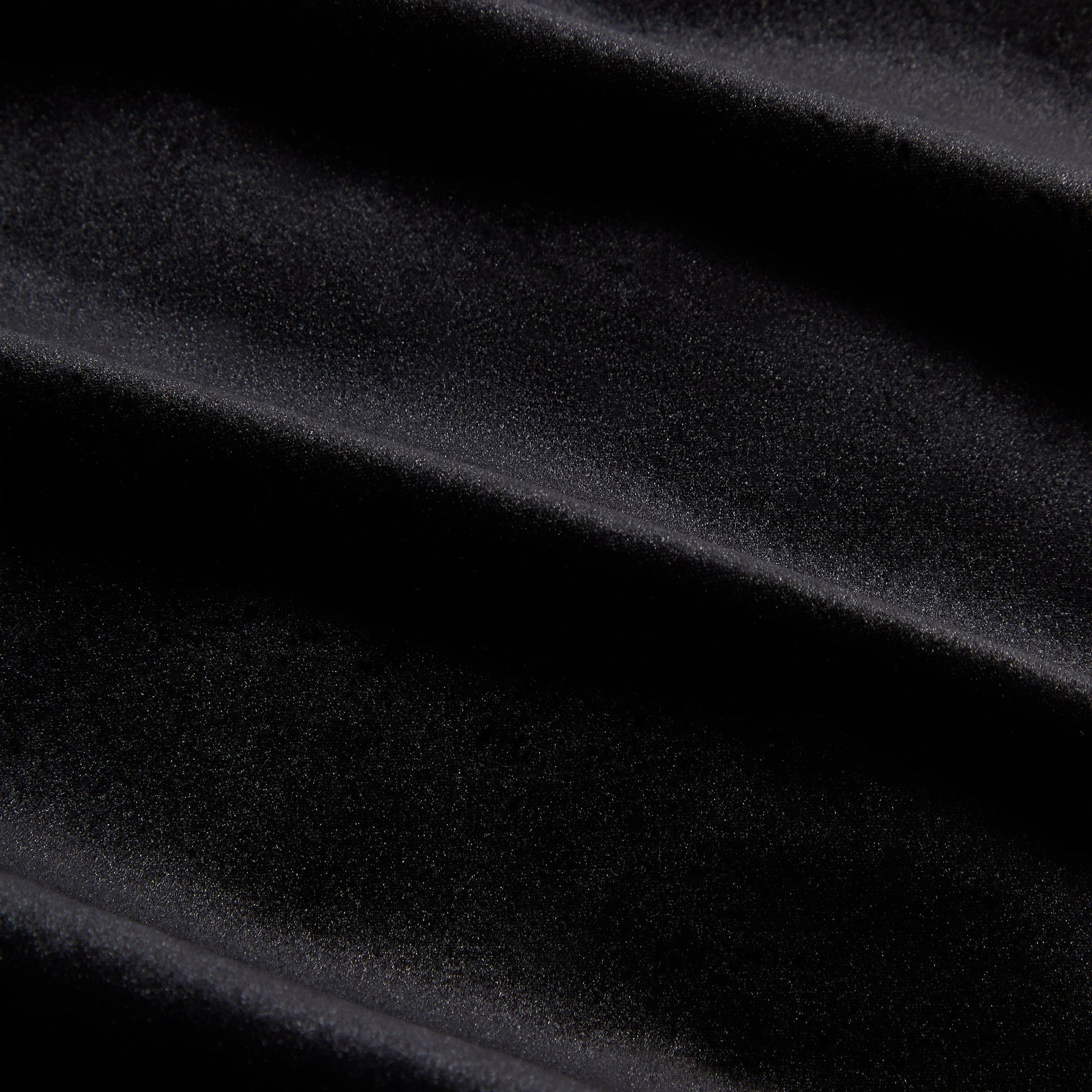 Close-up of the black velour fabric texture on the Kith for Needles Ren fringe camp collar shirt