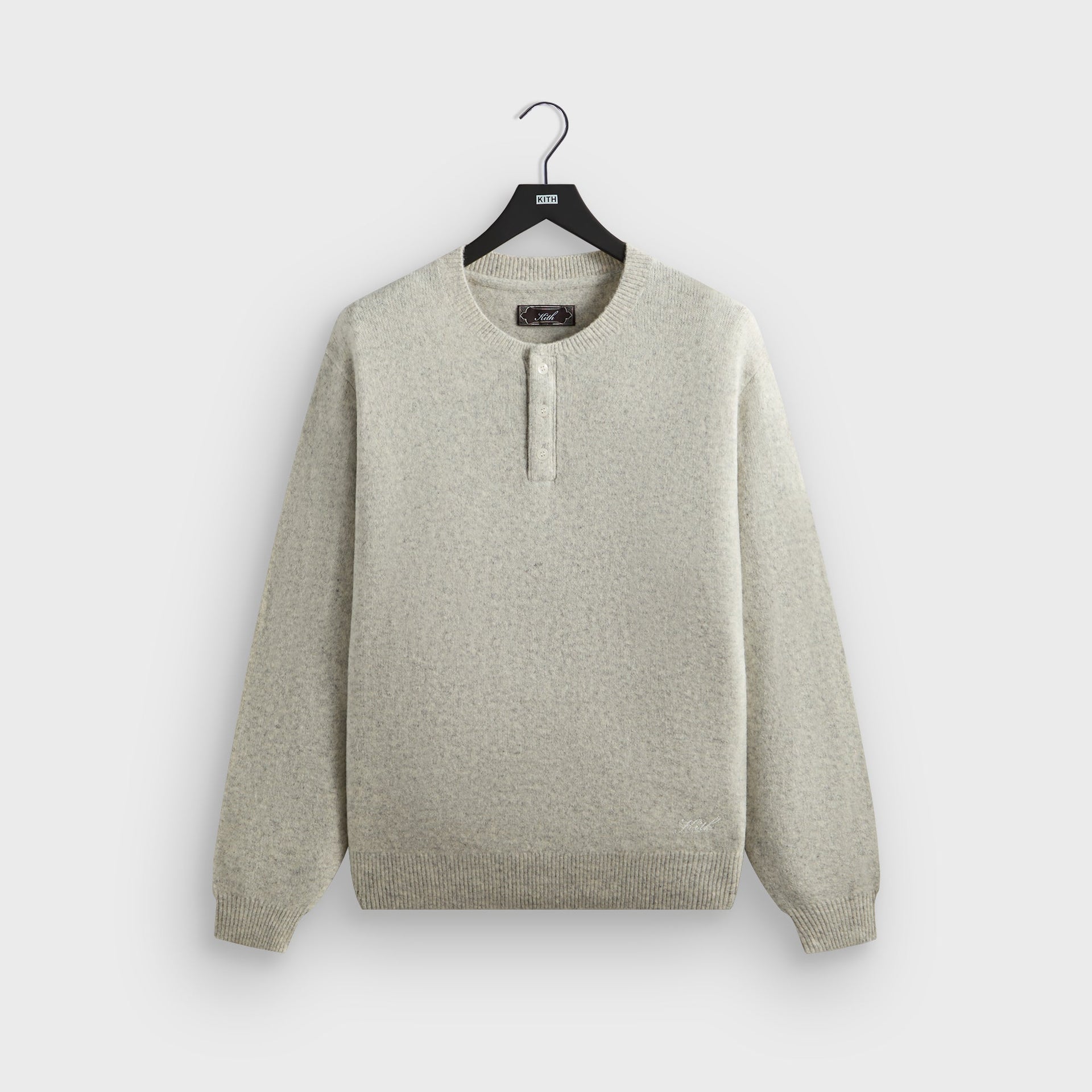 Kith Boucle Harmon Henley Sweater - Light Heather Grey