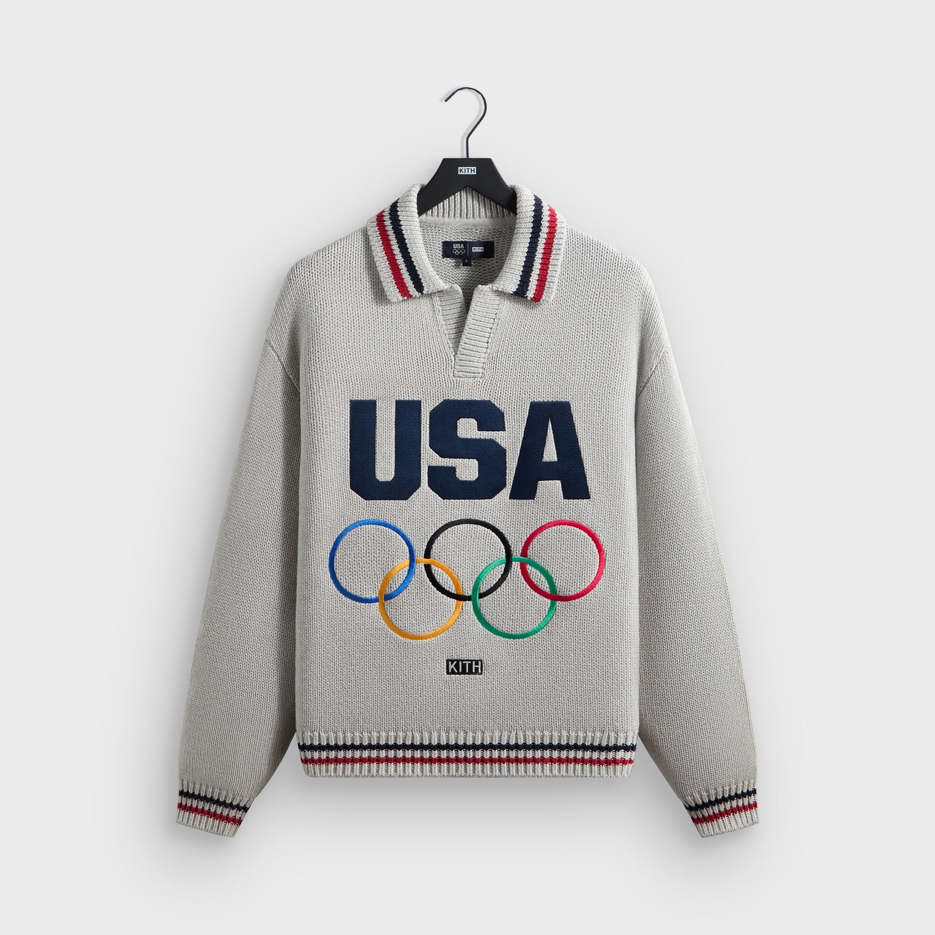 Kith for Team USA Nelson Rugby Sweater - Light Heather Grey
