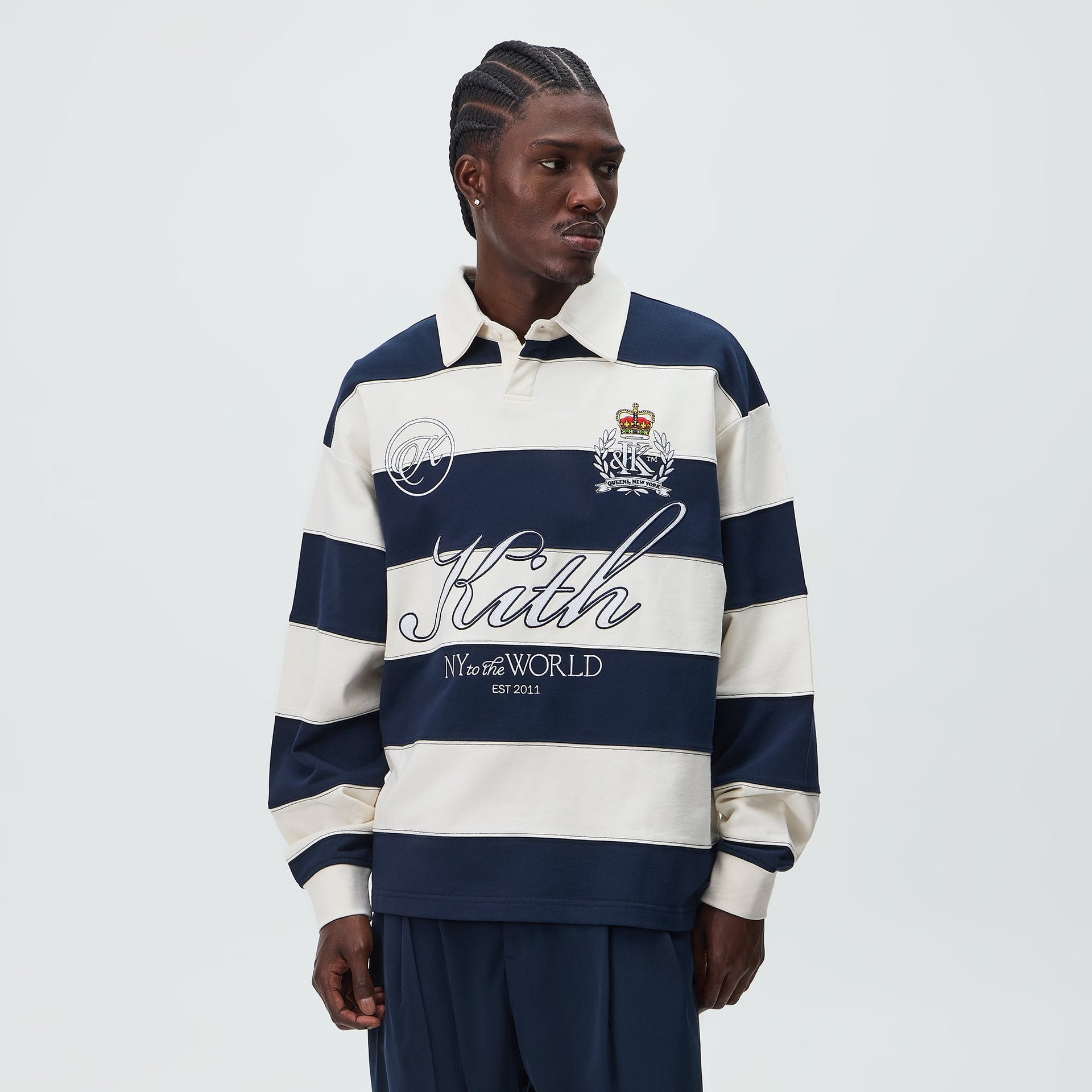 kith.mompact Fleece Striped Rugby - Nocturnal