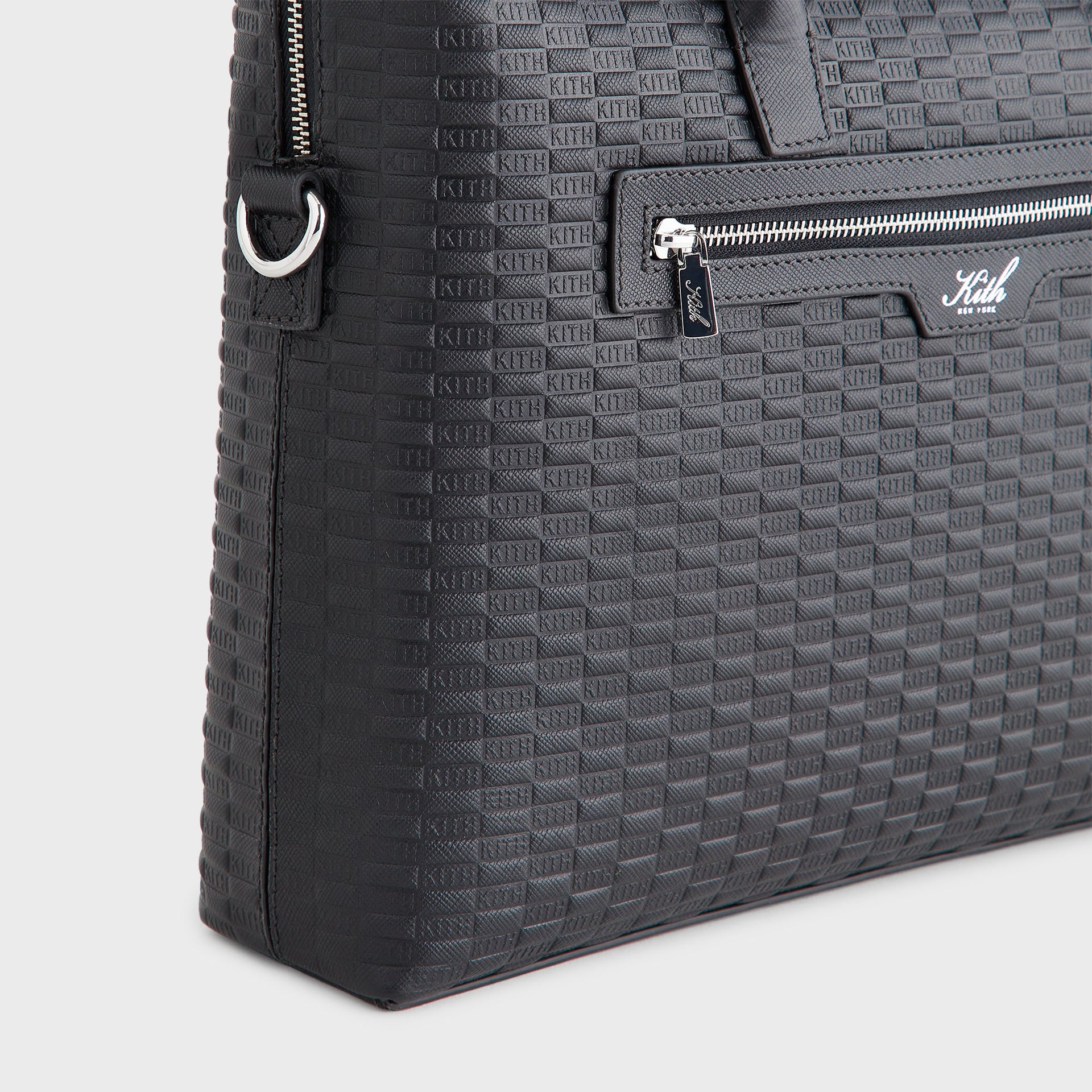 Kith Monogram Leather Messenger Briefcase - Black