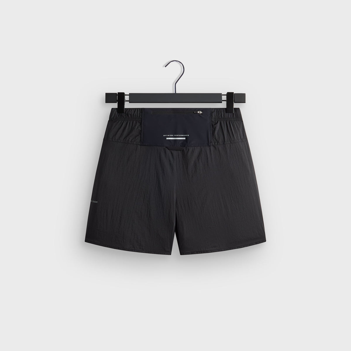 Kith Ceres 3-inch Short in black, flat lay back view showing elastic waistband
