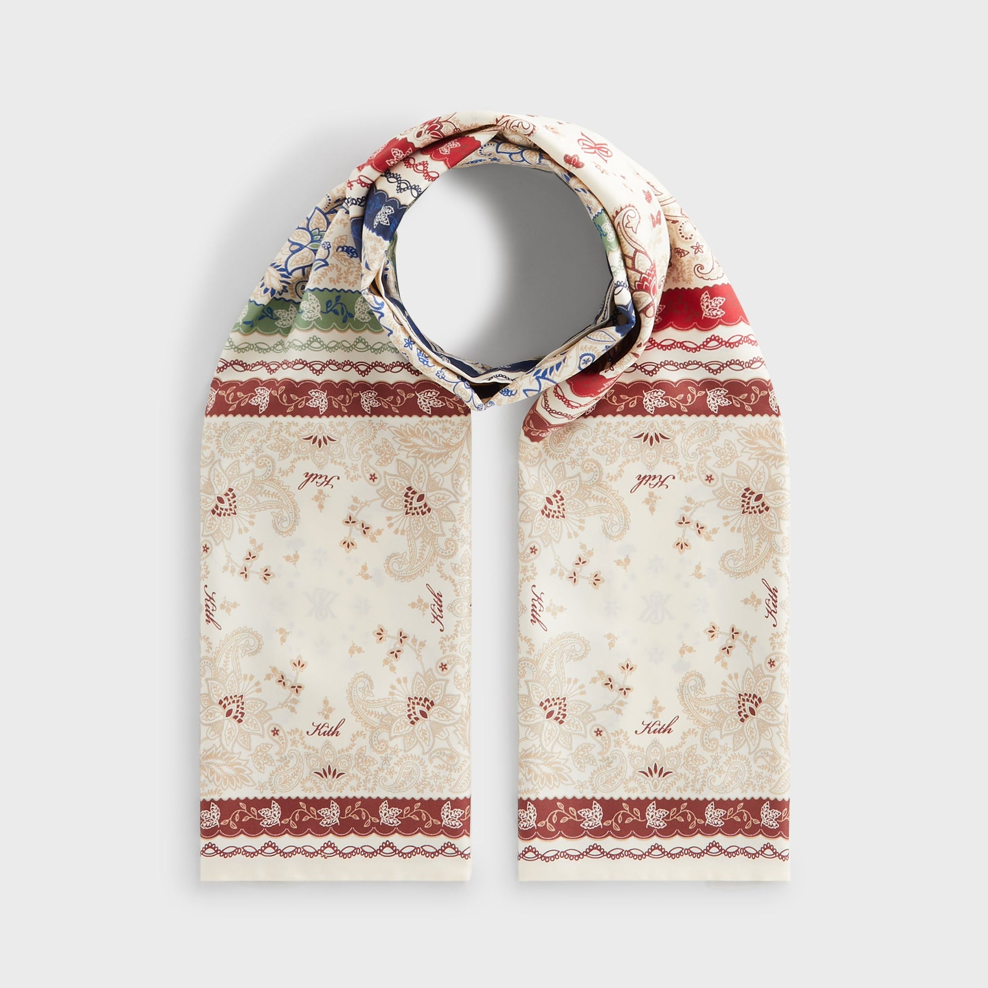 Kith Printed Paisley Silk Scarf - Waffle