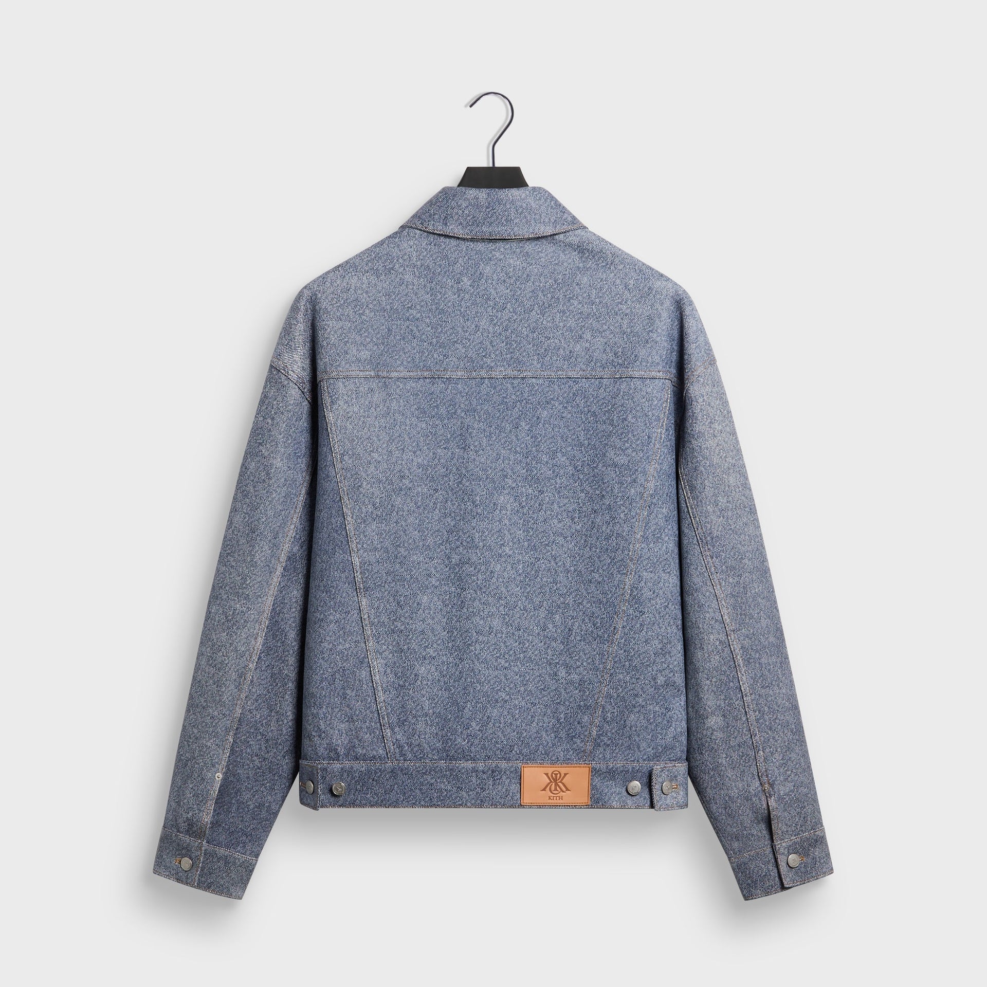 Kith Leather Denim Dario Trucker Jacket - Mid Indigo