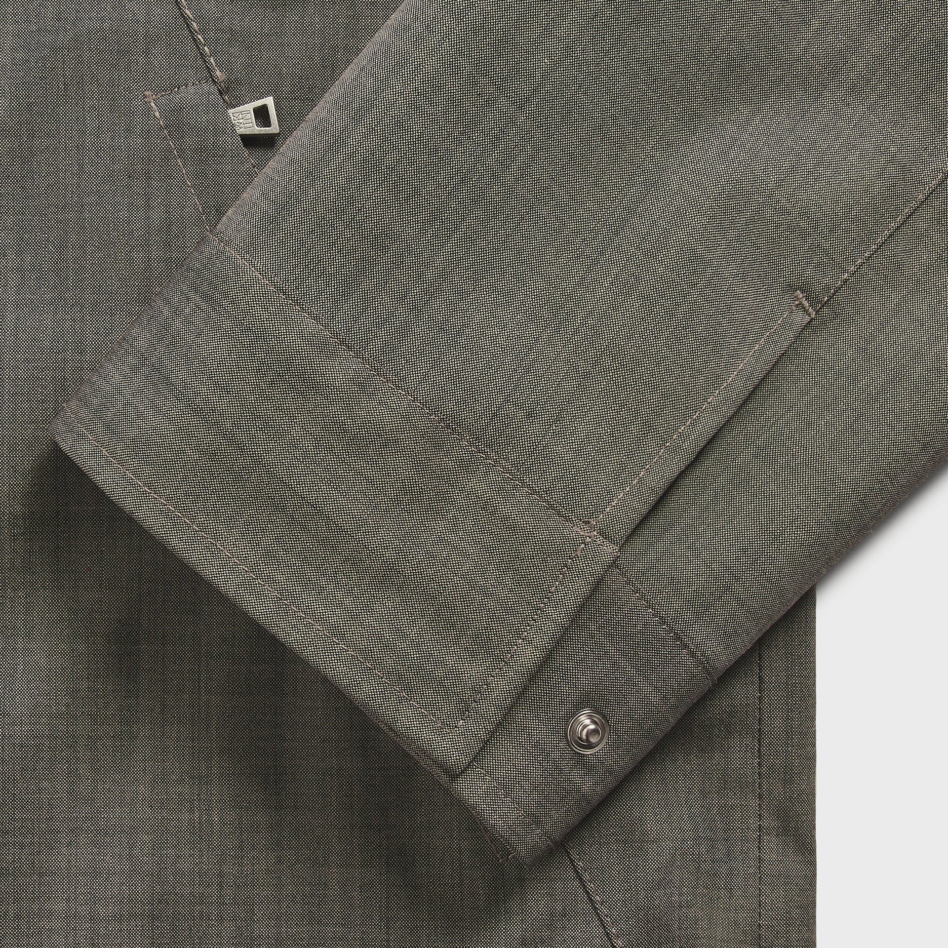 &Kin Tropical Wool Gael Parka cuff detail, snap button closure and interior label tab